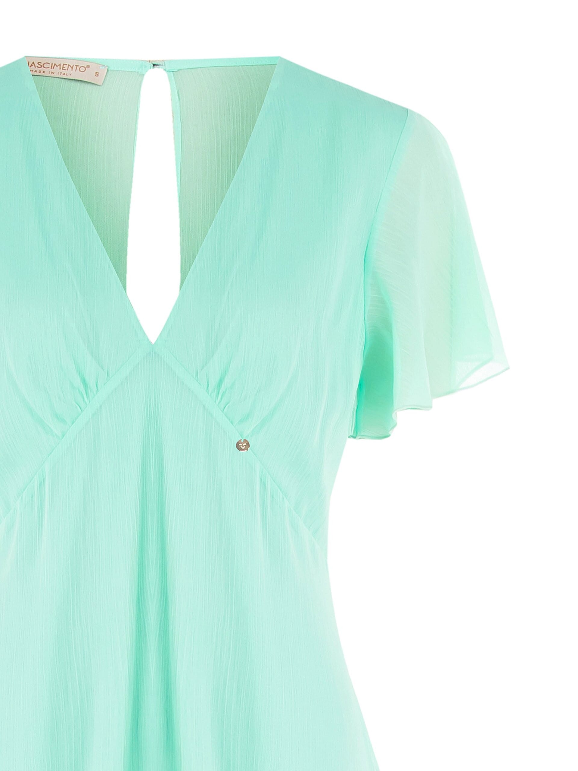 Abito Corto In Georgette A Due Balze Con Scollo A V E Cut-Out Sulla Schiena Rinascimento