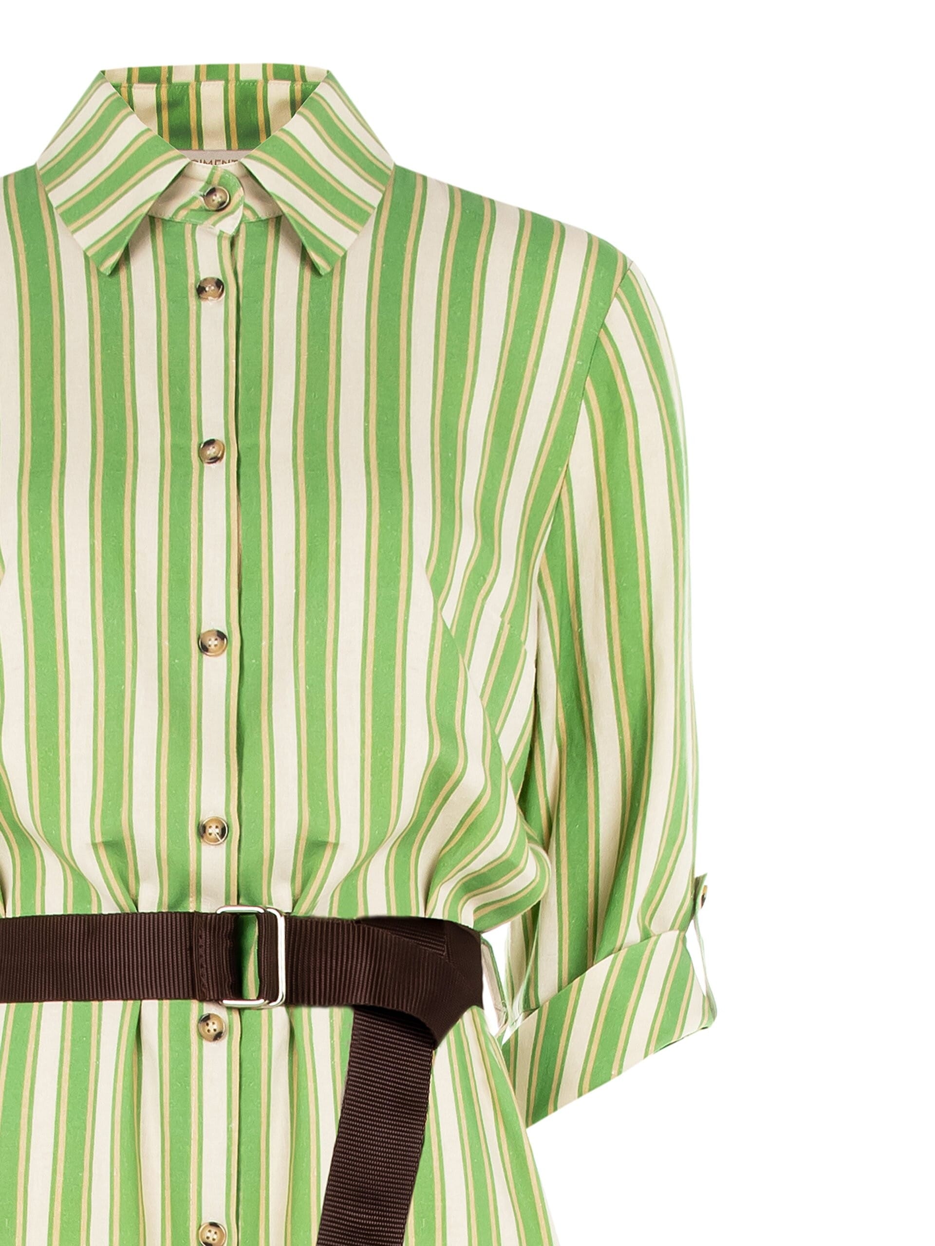 Abito Midi Chemisier In Misto Viscosa E Lino Con Cintura Abbinata Rinascimento