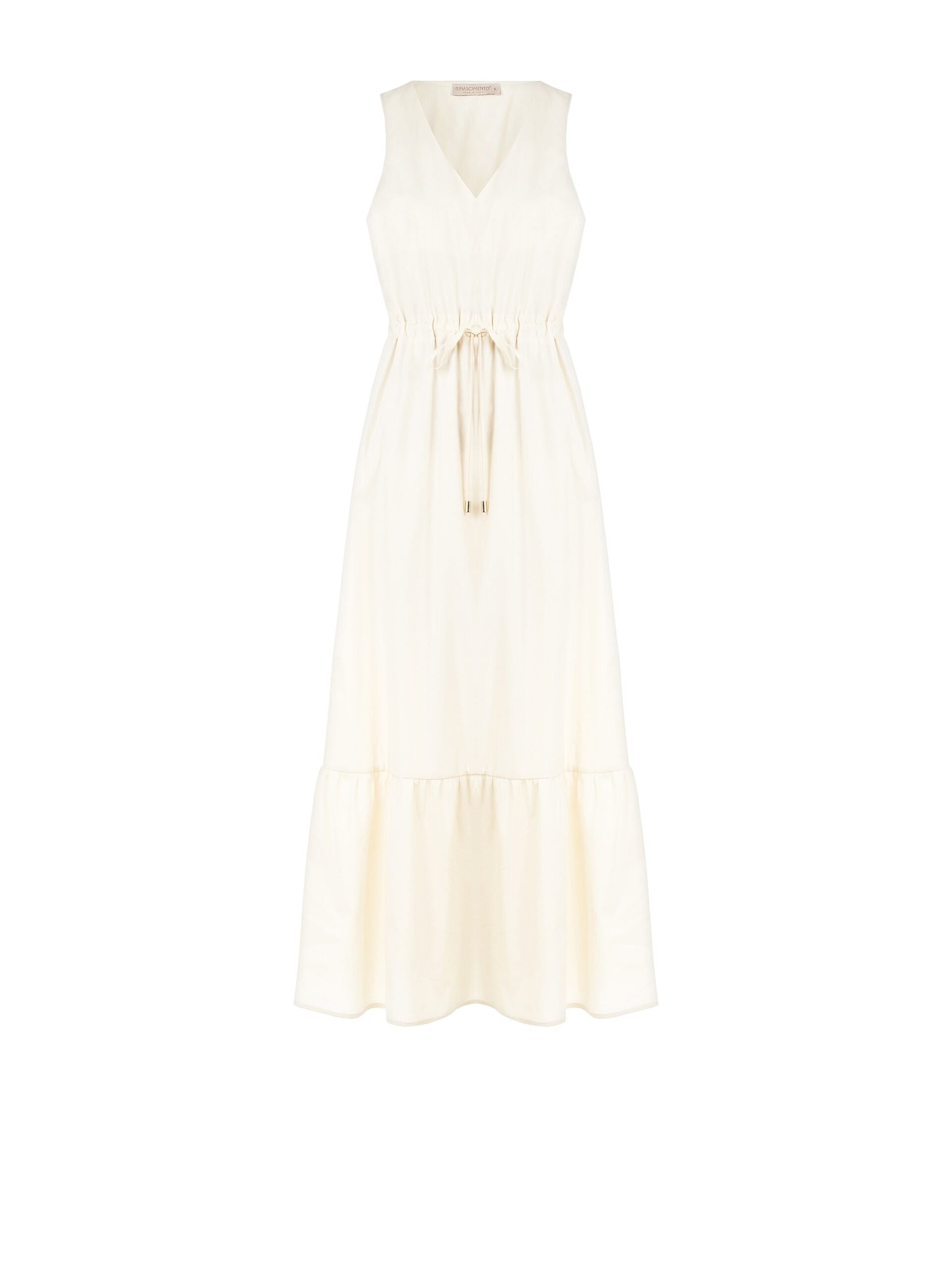 Abito Lungo In Cotone Con Coulisse In Vita E Scollo A V Rinascimento