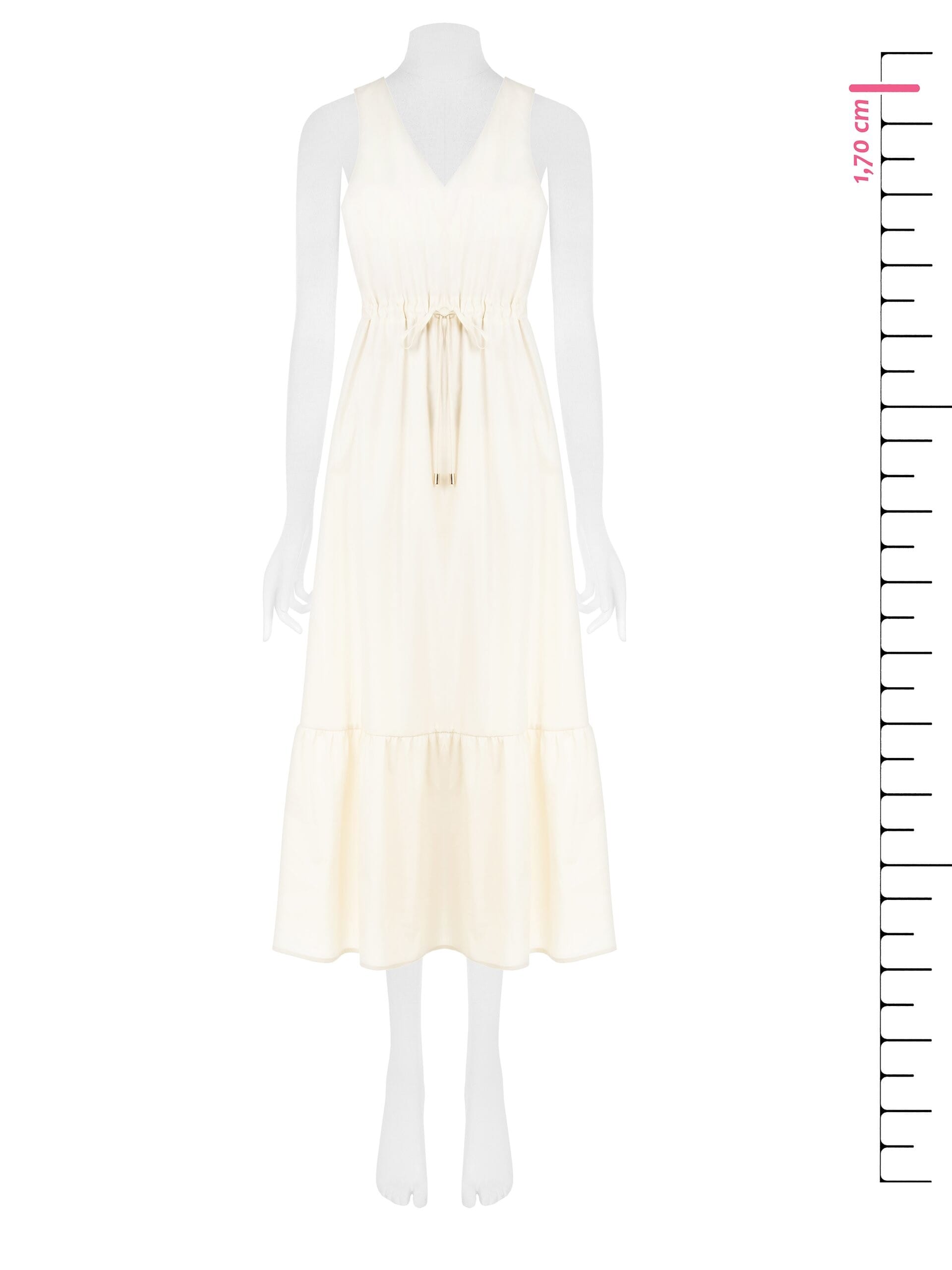 Abito Lungo In Cotone Con Coulisse In Vita E Scollo A V Rinascimento