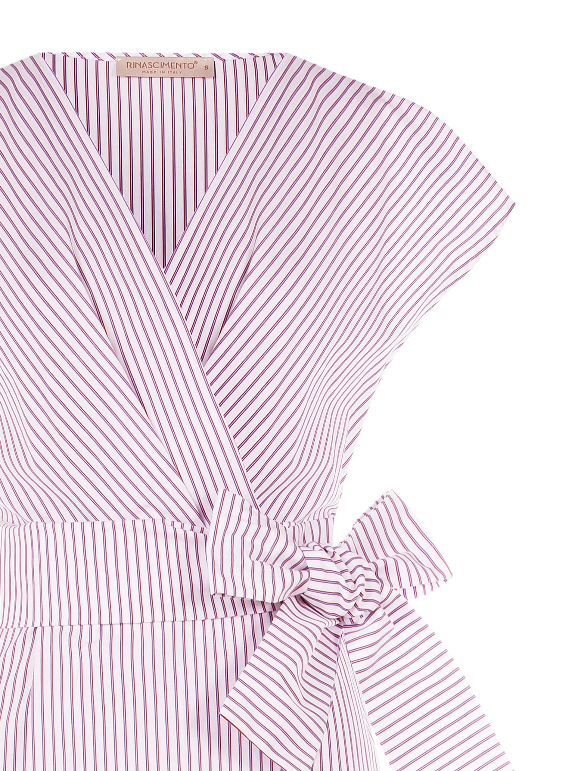 Abito Midi A Portafoglio In Cotone A Righe Rinascimento