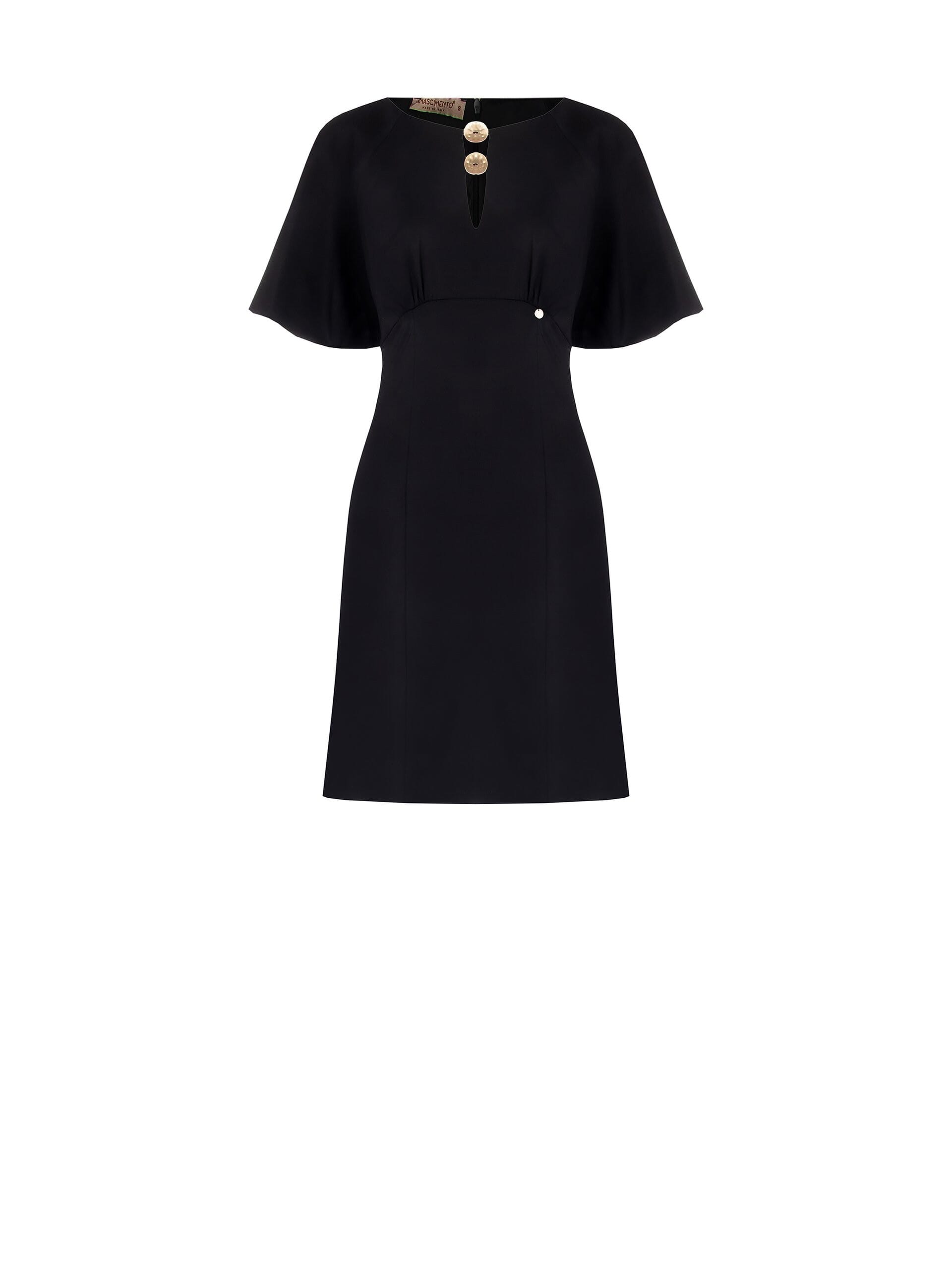 Abito Corto Svasato In Tessuto Elasticizzato Con Cut-Out A Goccia E Maxi Bottoni Rinascimento