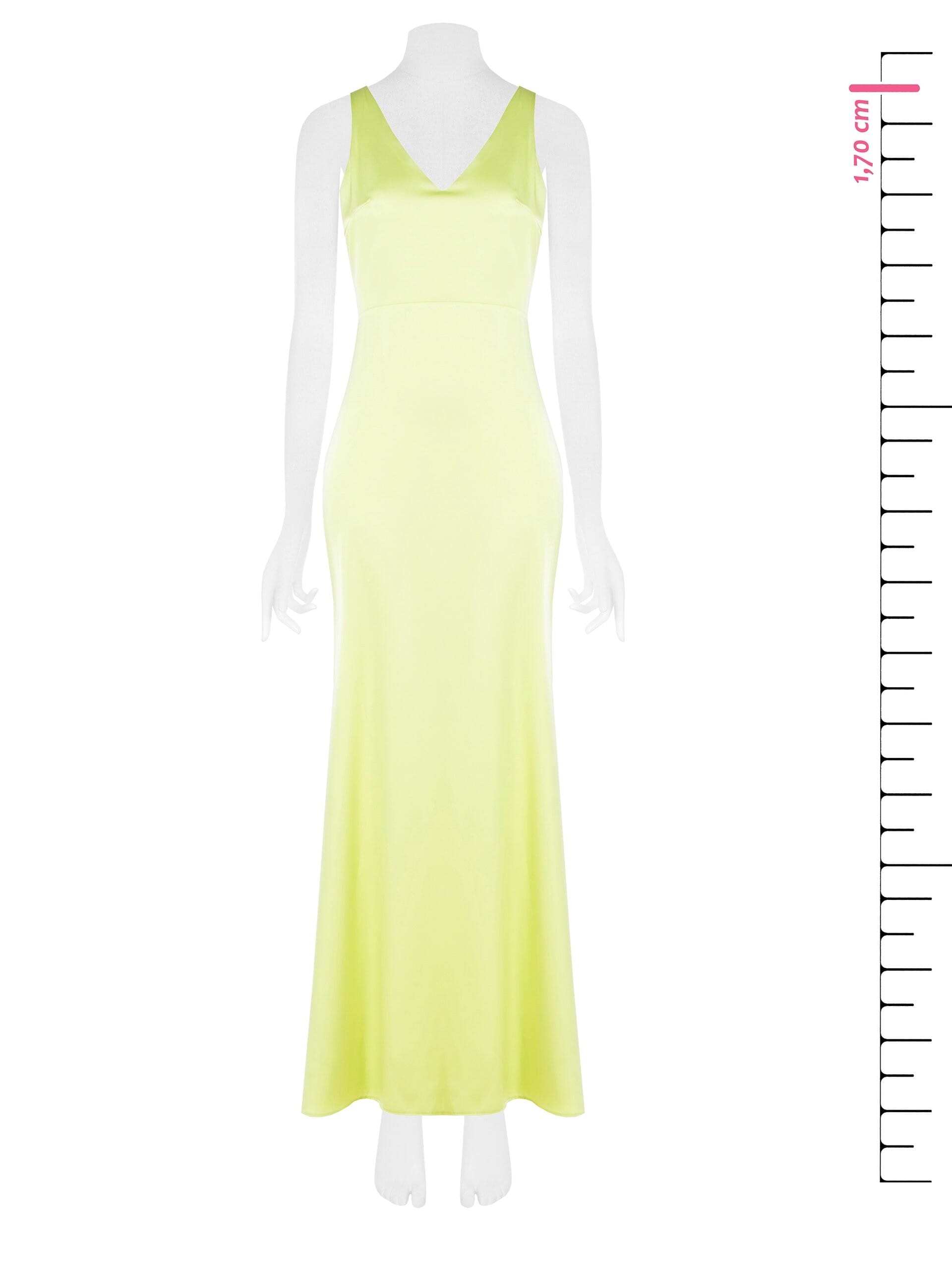 Long Satin Slip Dress With Maxi Bow Behind And Double V-neck Rinascimento