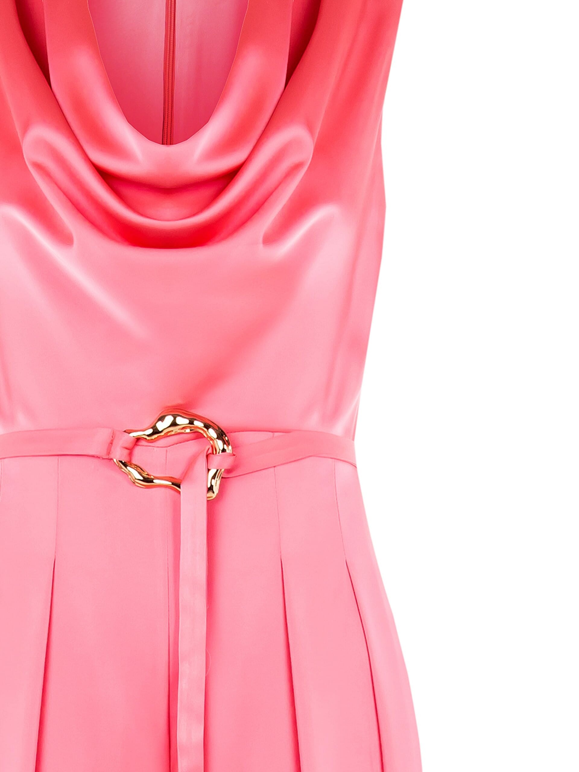 Tuta Intera Larga In Raso Con Cintura Integrata E Scollo Ad Anello Rinascimento