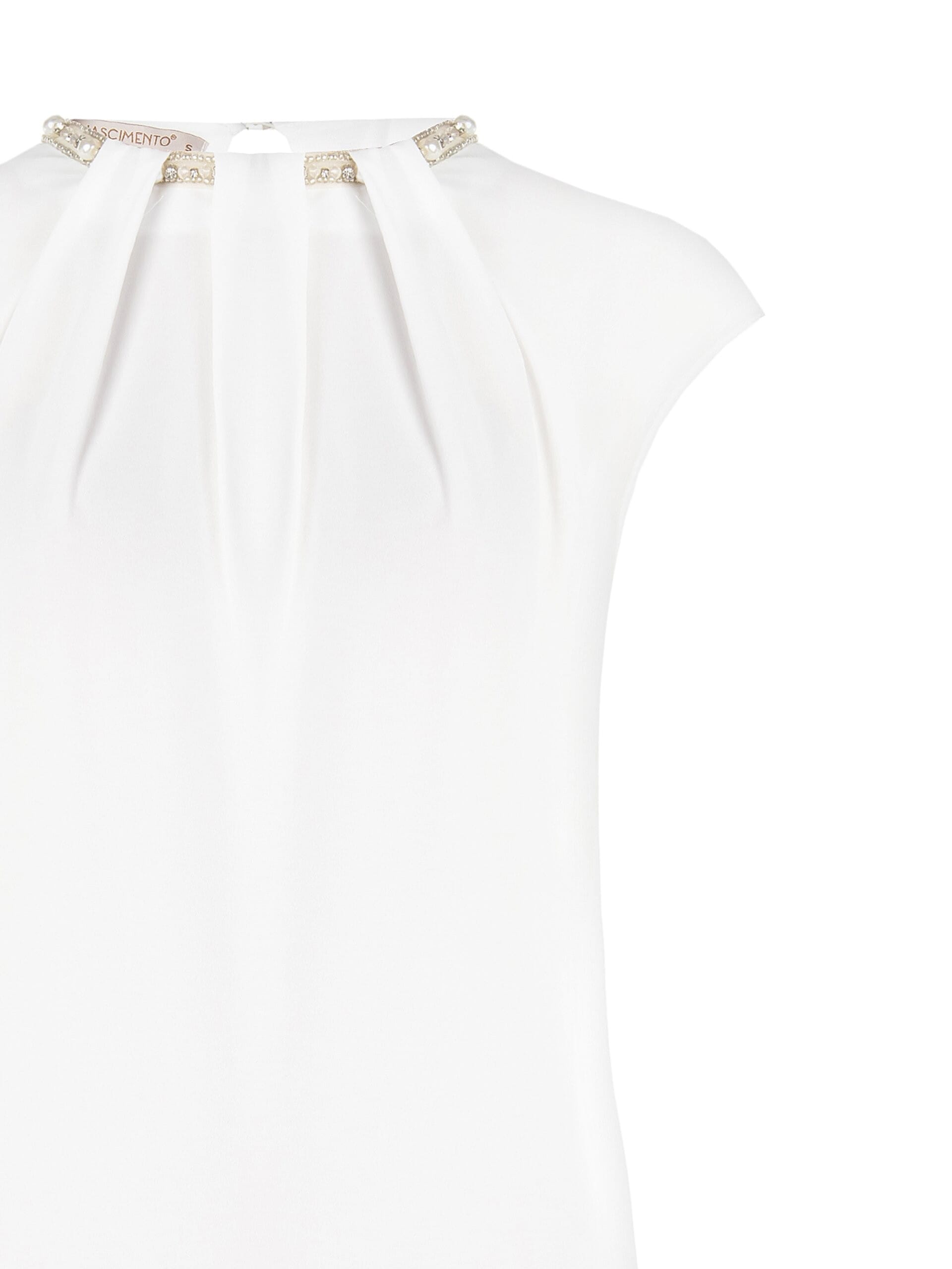 Blusa Fluida In Georgette Con Perle E Perline Al Girocollo Rinascimento