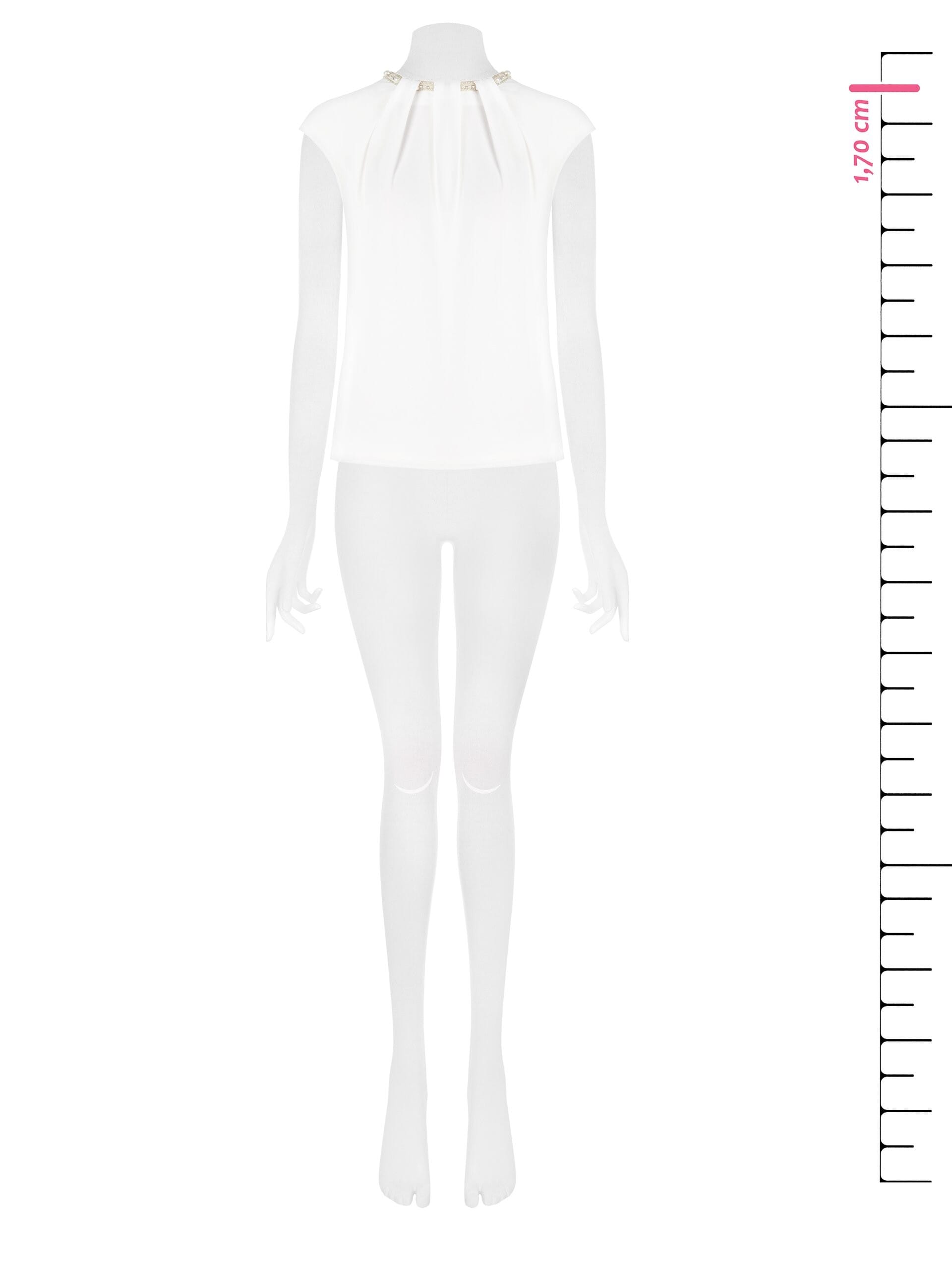 Blusa Fluida In Georgette Con Perle E Perline Al Girocollo Rinascimento