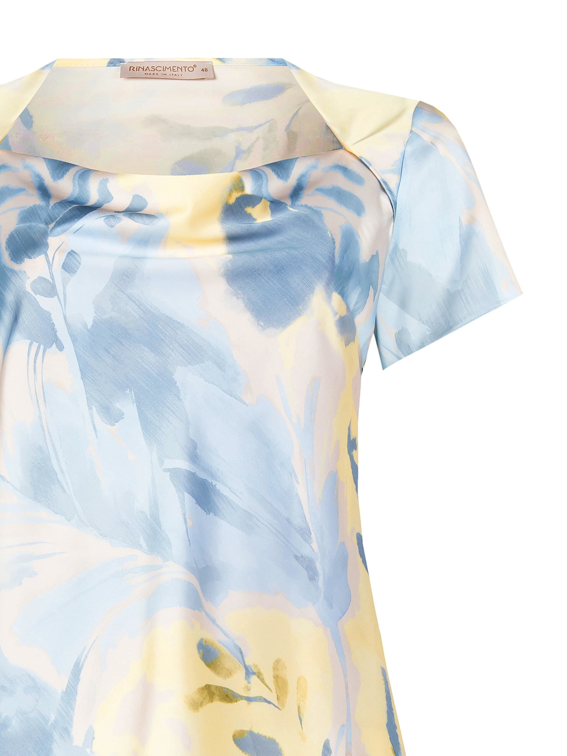 Blusa Sfiancata In Raso Con Catena E Strass Rinascimento