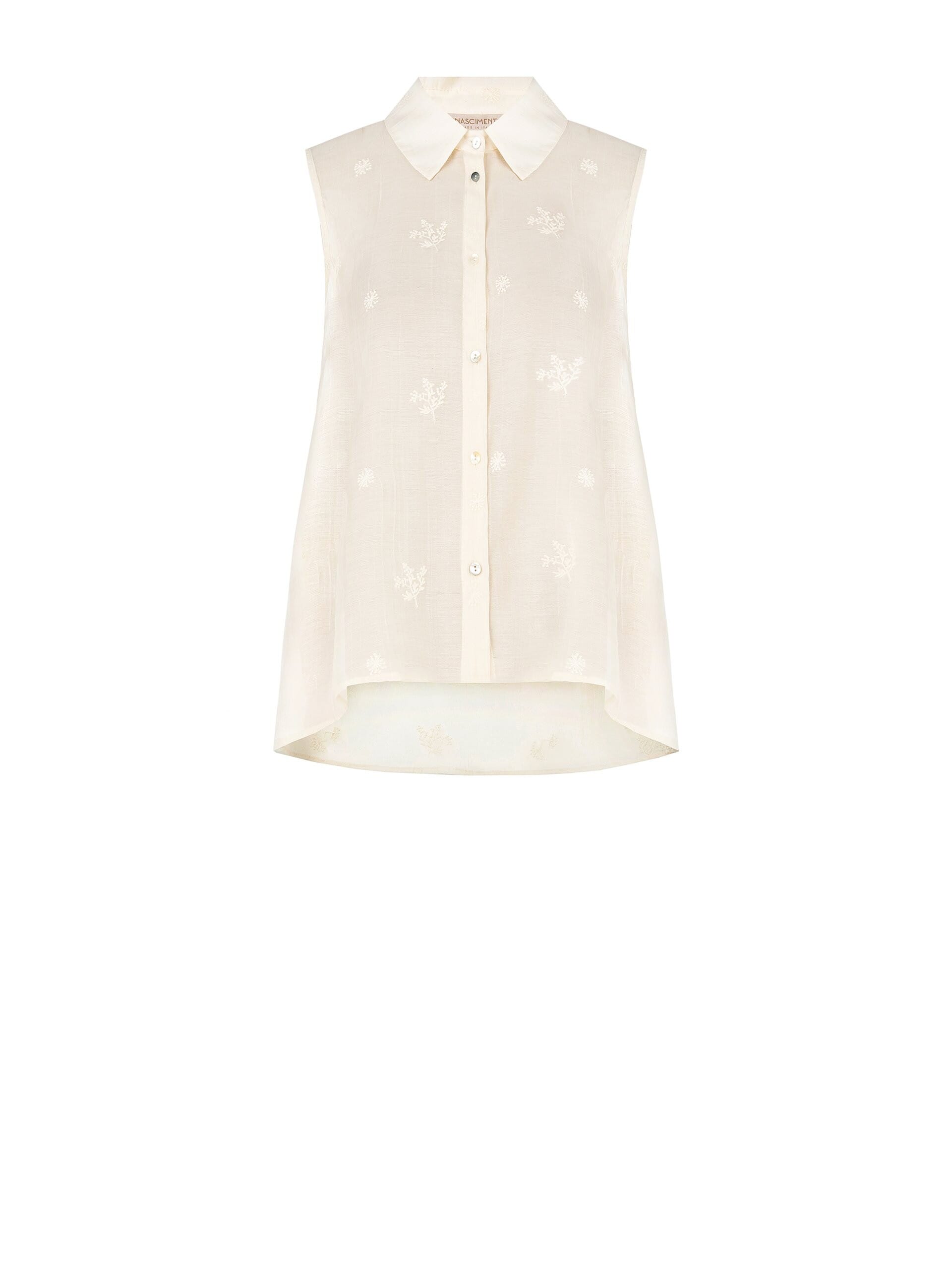 Top Over A Trapezio In Tessuto Semitrasparente Con Ricami Rinascimento