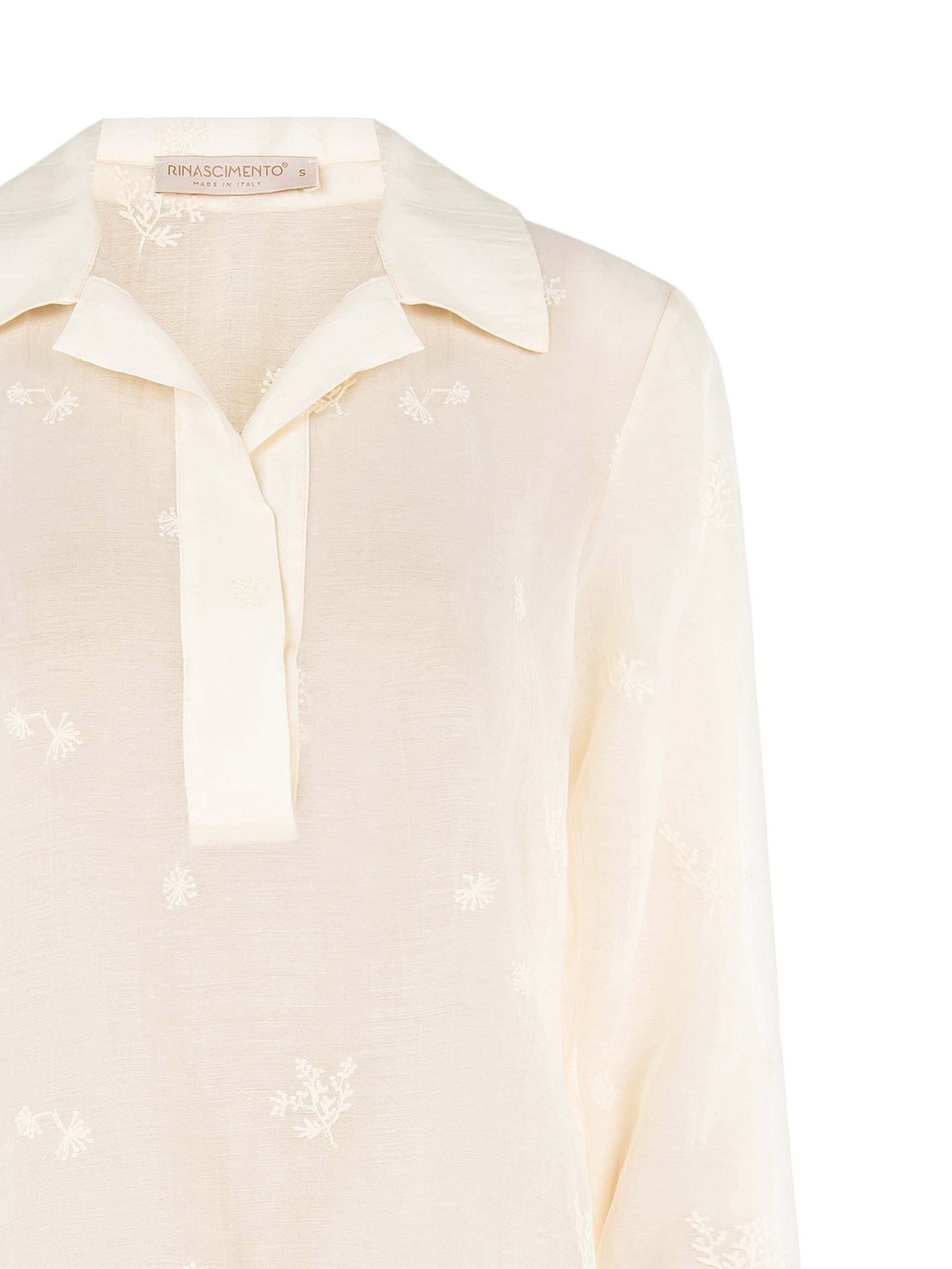 Blusa Ampia E Lunga In Tessuto Semitrasparente Con Ricami Rinascimento