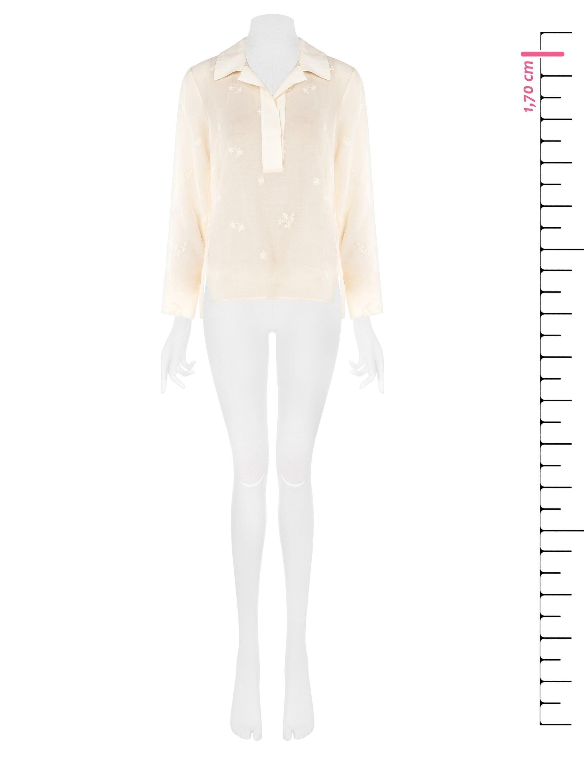 Blusa Ampia E Lunga In Tessuto Semitrasparente Con Ricami Rinascimento