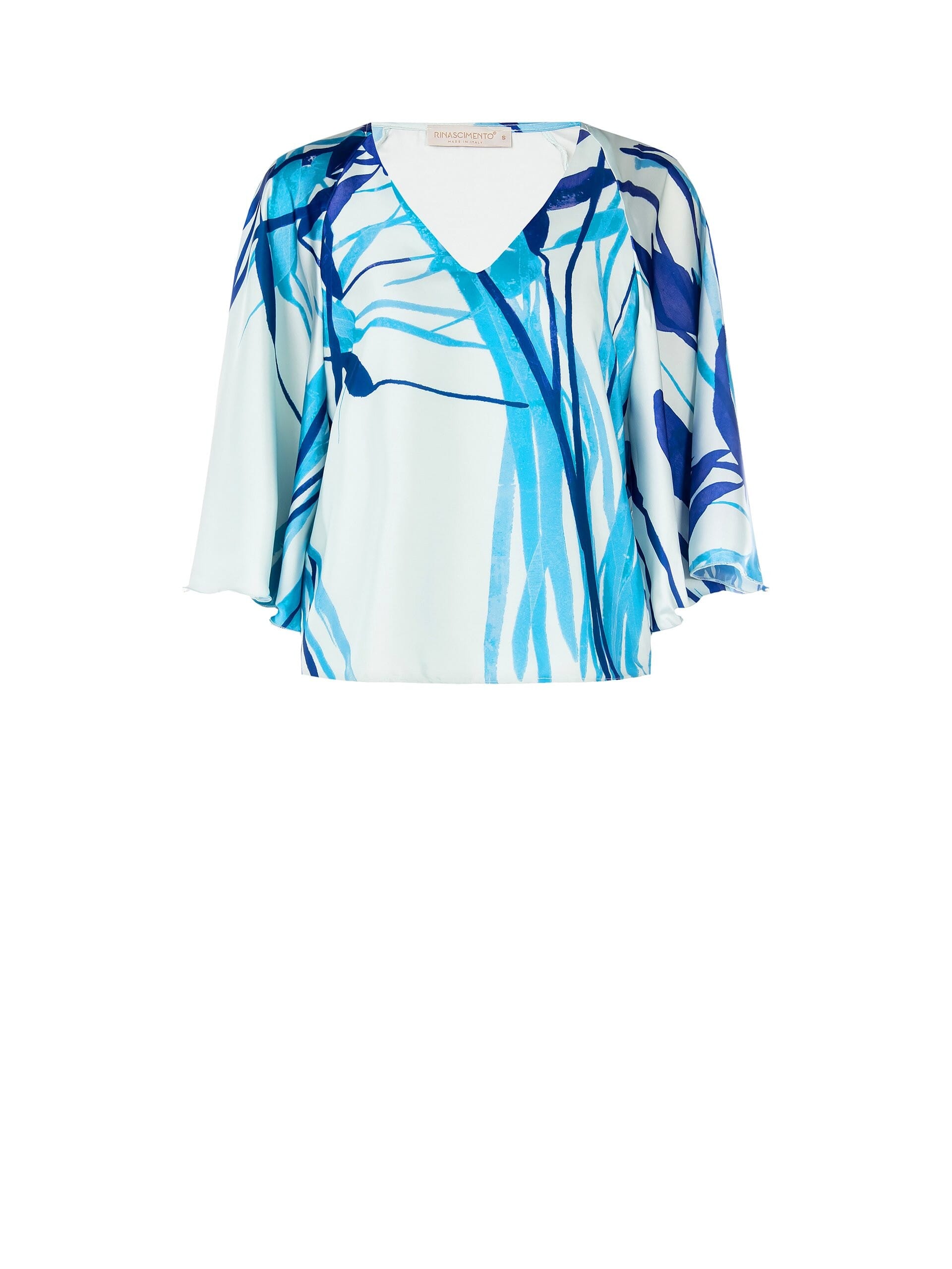 Blusa Ampia In Raso Con Scollo A V E Maniche A Farfalla Rinascimento