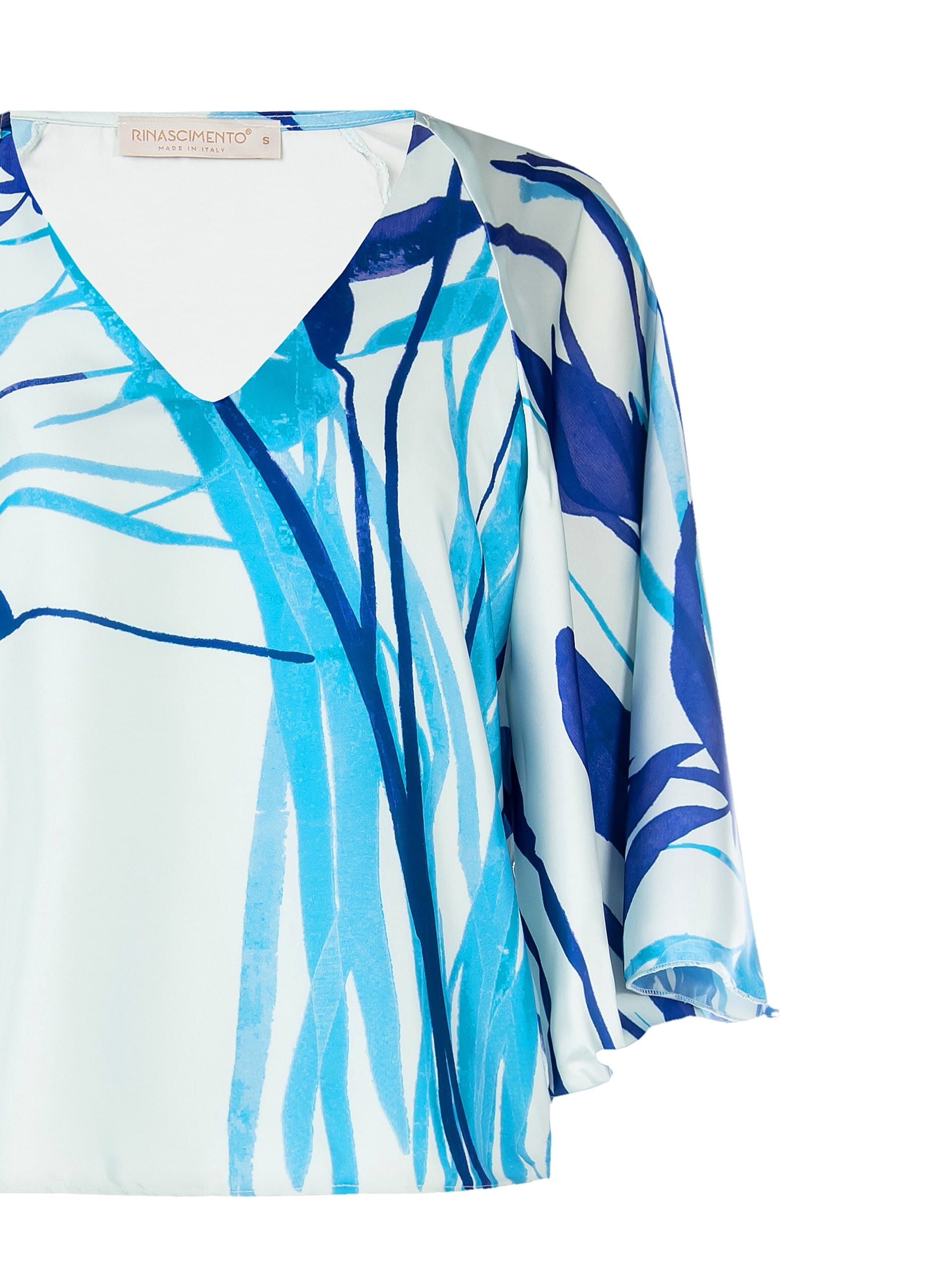 Blusa Ampia In Raso Con Scollo A V E Maniche A Farfalla Rinascimento