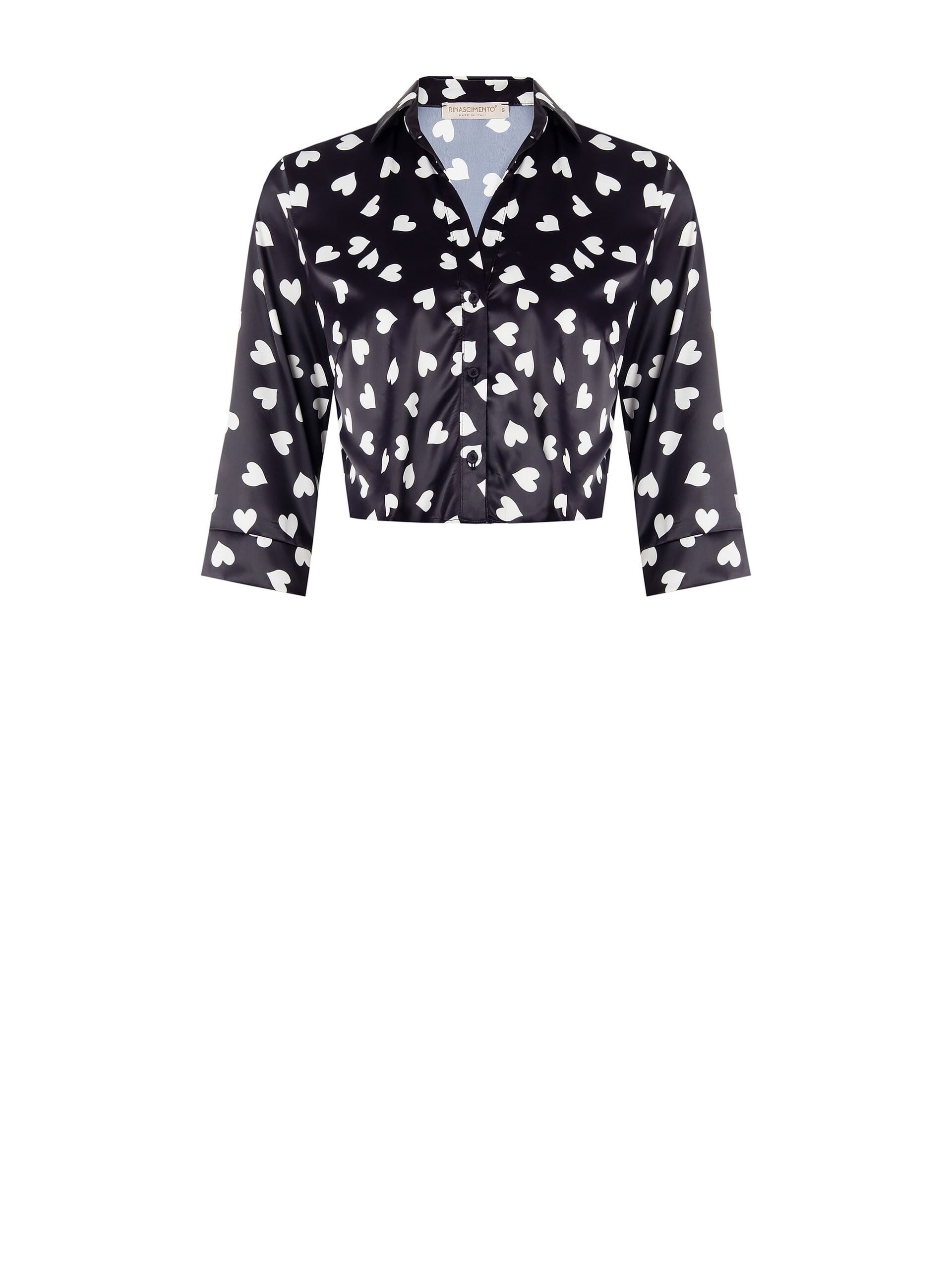 Camicia Over Corta In Raso A Cuori Rinascimento