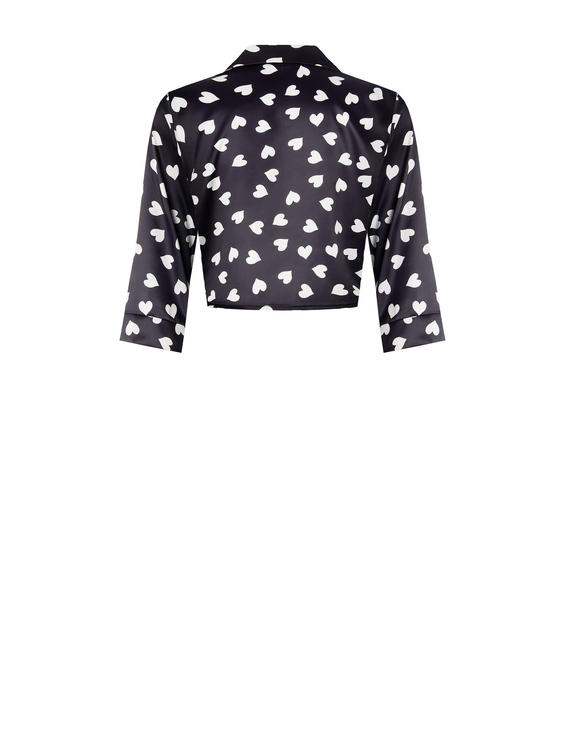 Camicia Over Corta In Raso A Cuori Rinascimento