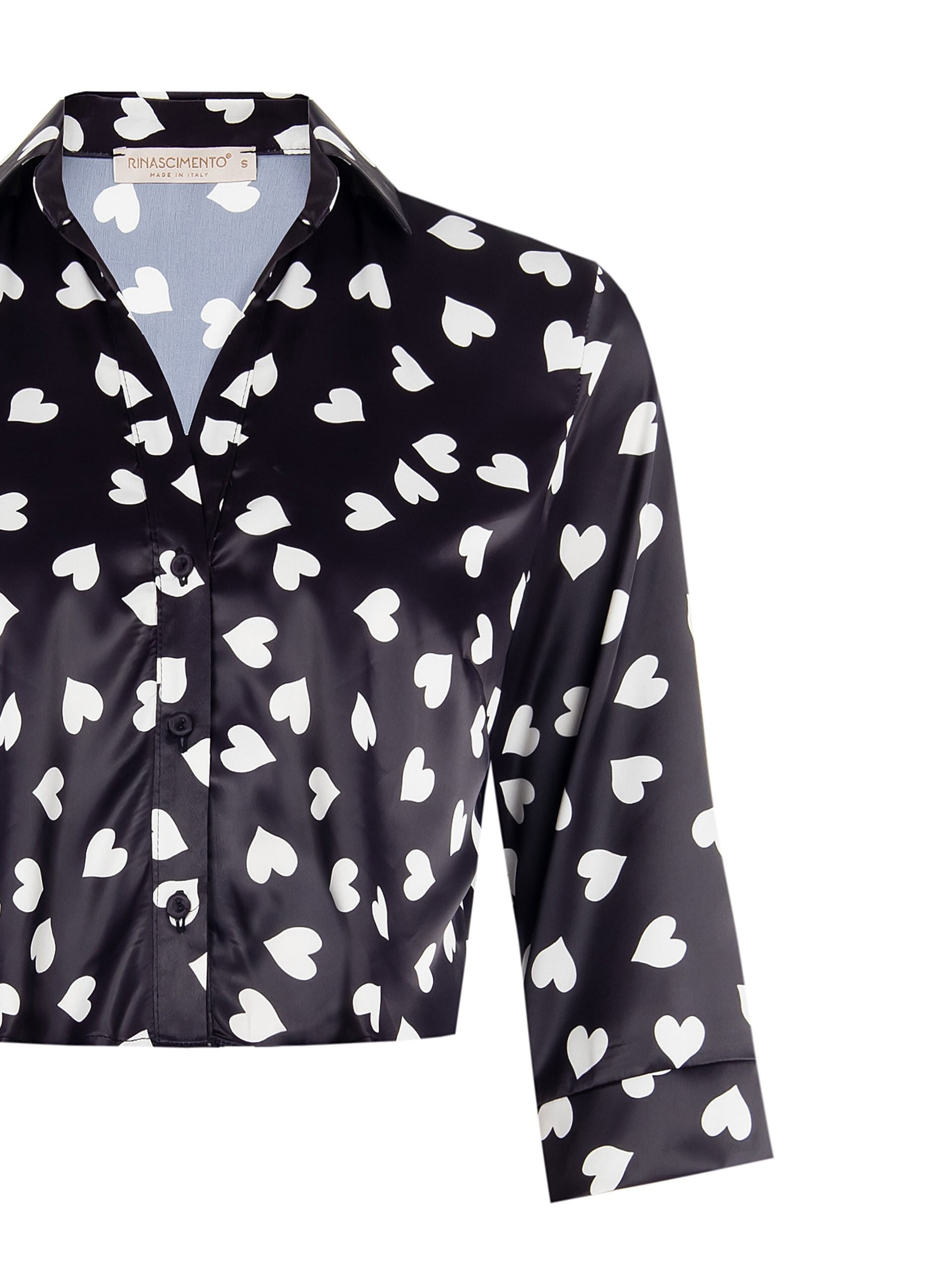 Camicia Over Corta In Raso A Cuori Rinascimento