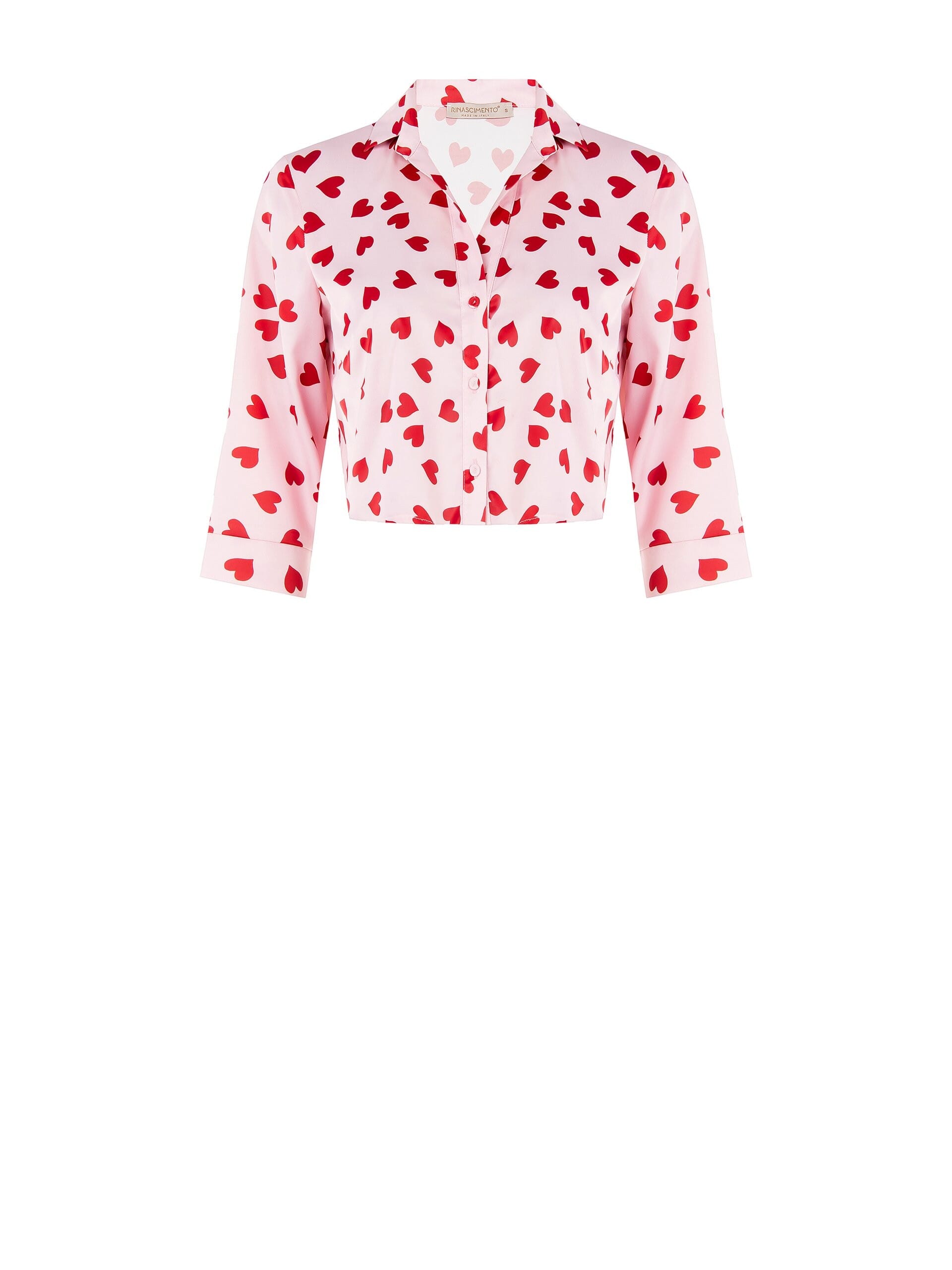 Camicia Over Corta In Raso A Cuori Rinascimento