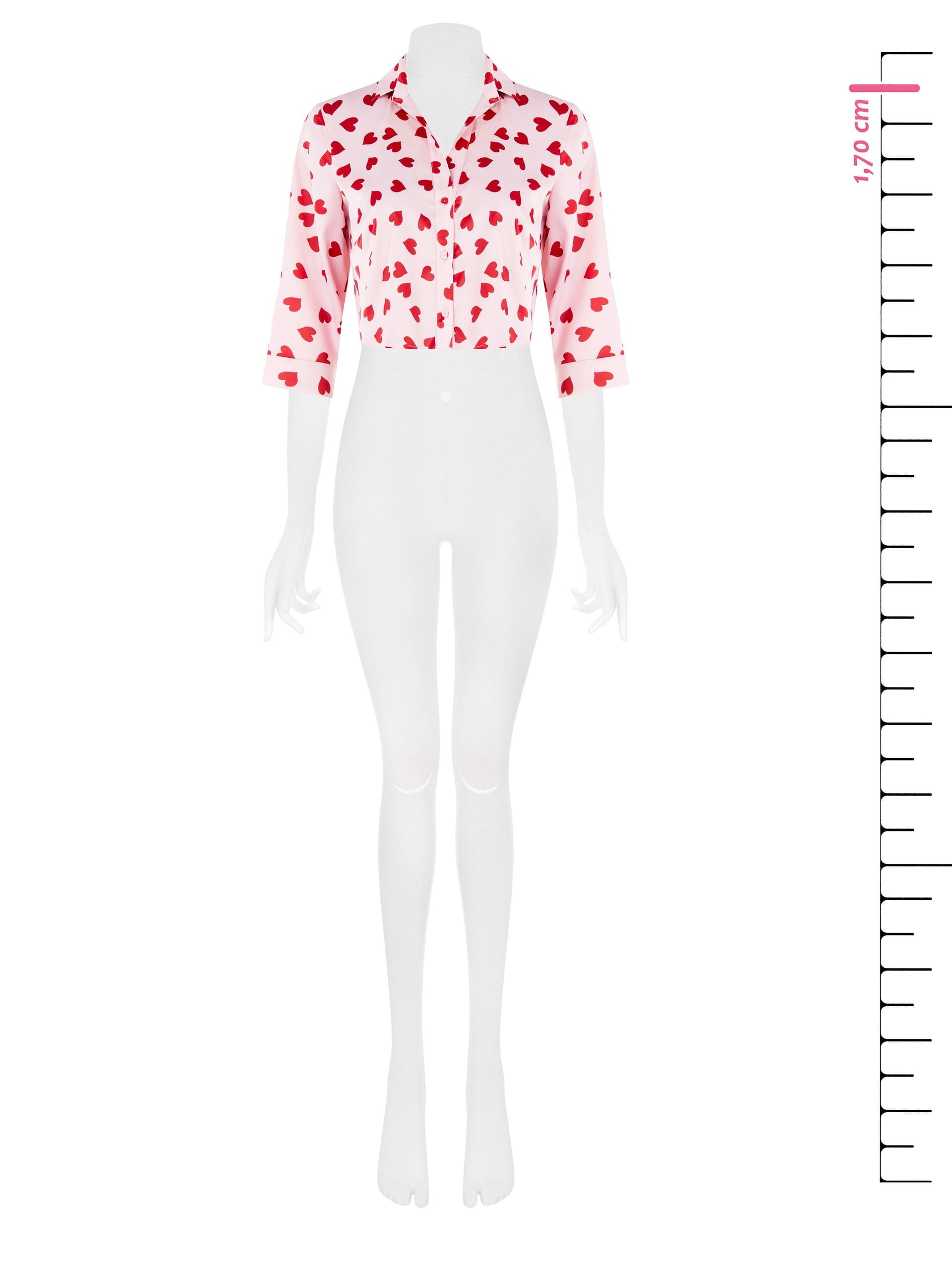 Camicia Over Corta In Raso A Cuori Rinascimento