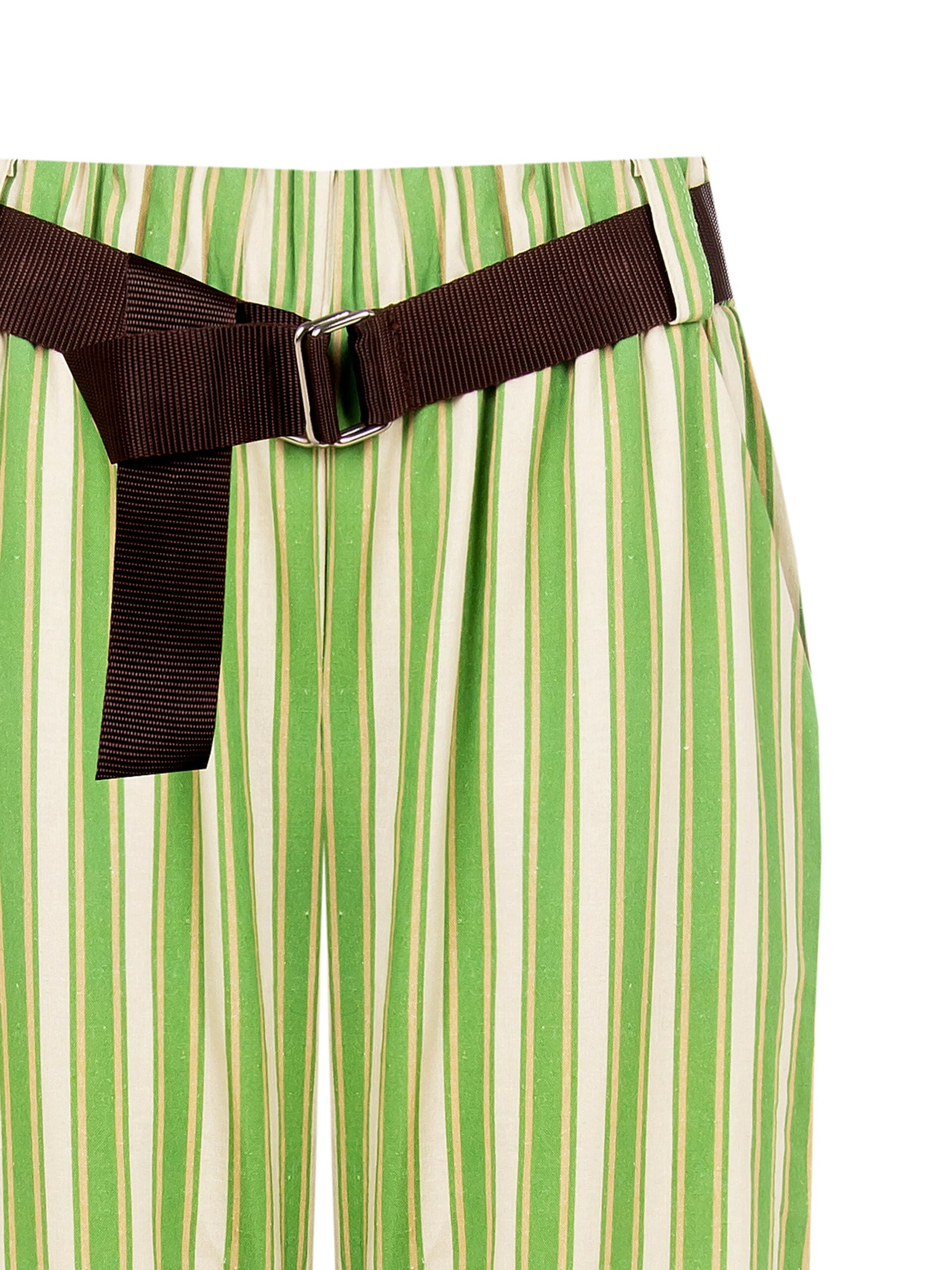 Pantaloni Larghi In Misto Viscosa E Lino Con Cintura Abbinata E Tasche Rinascimento