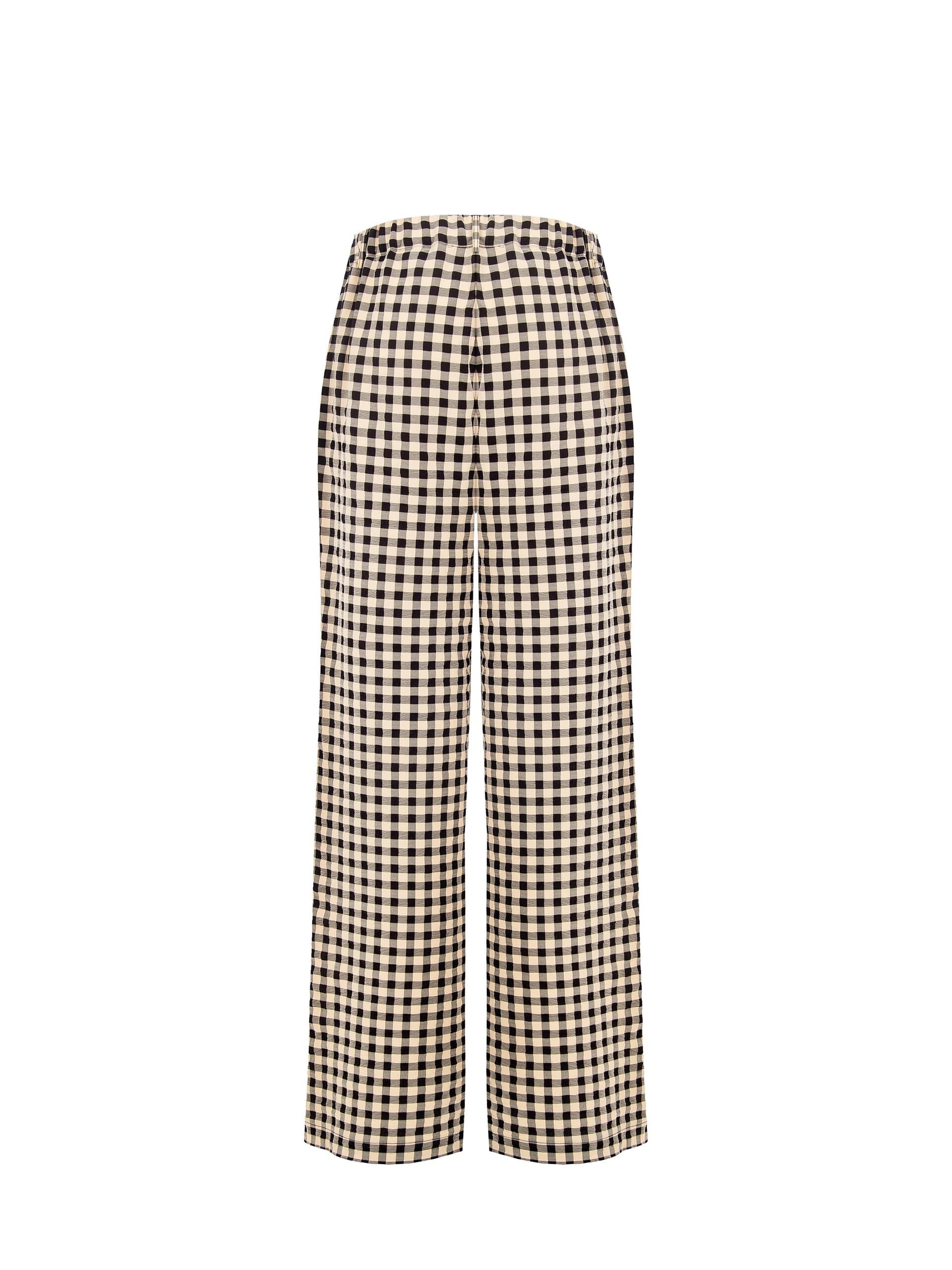 Pantaloni Palazzo A Quadretti Con Tasche Ed Elastico Dietro Rinascimento