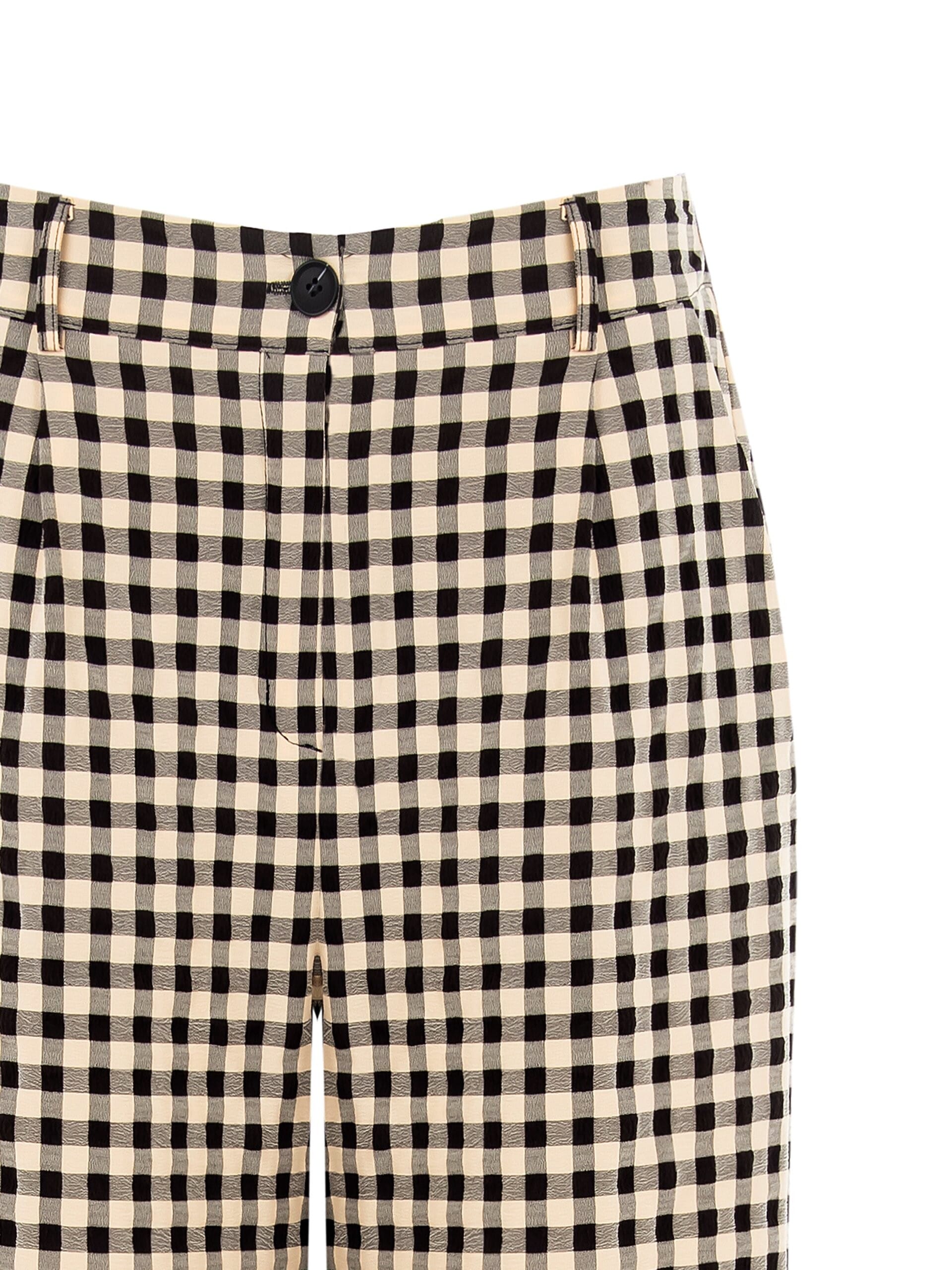 Pantaloni Palazzo A Quadretti Con Tasche Ed Elastico Dietro Rinascimento