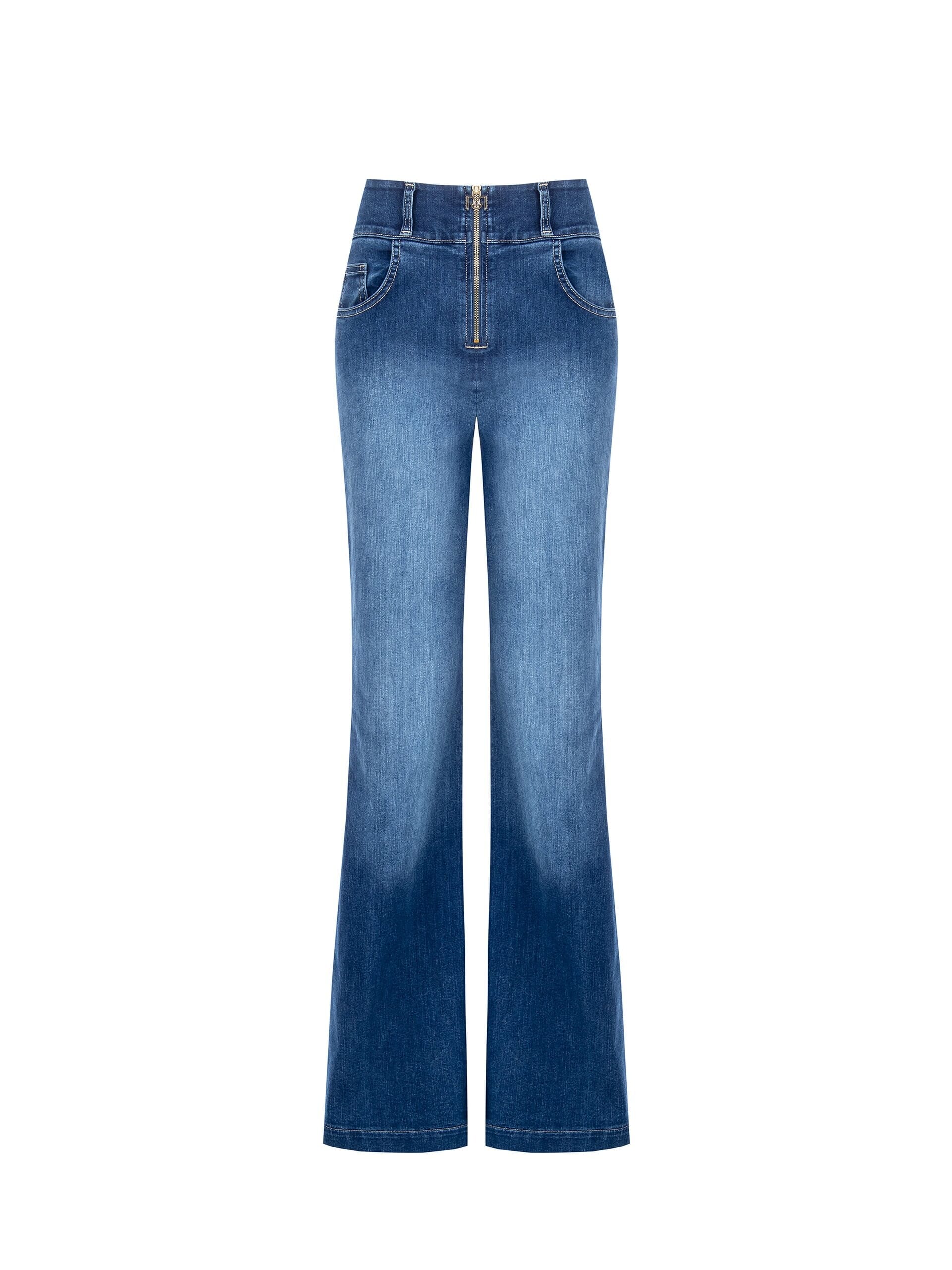 Jeans Palazzo Con Zip Logo Frontale Rinascimento