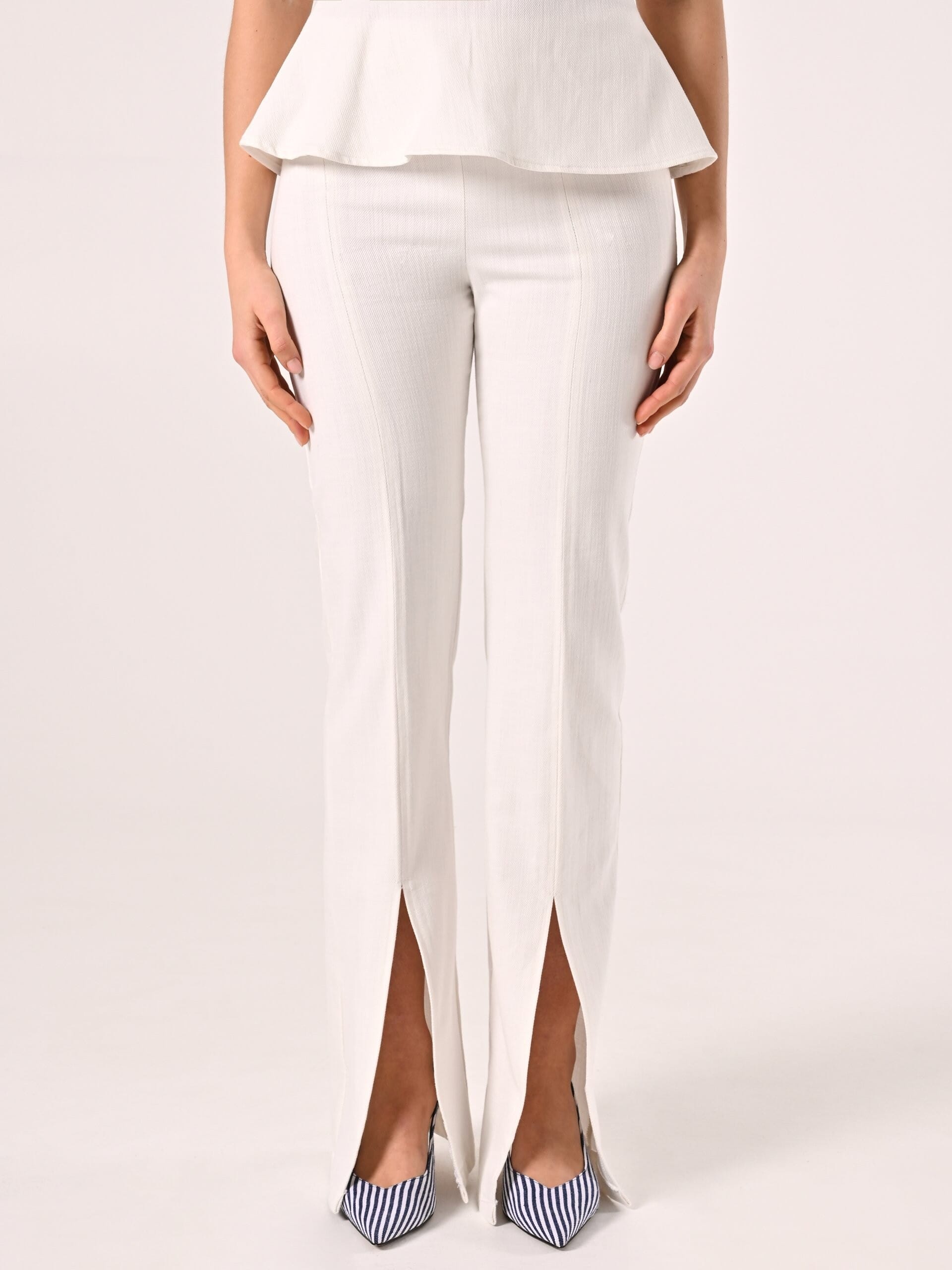 Denim Slit Flared Trousers Rinascimento