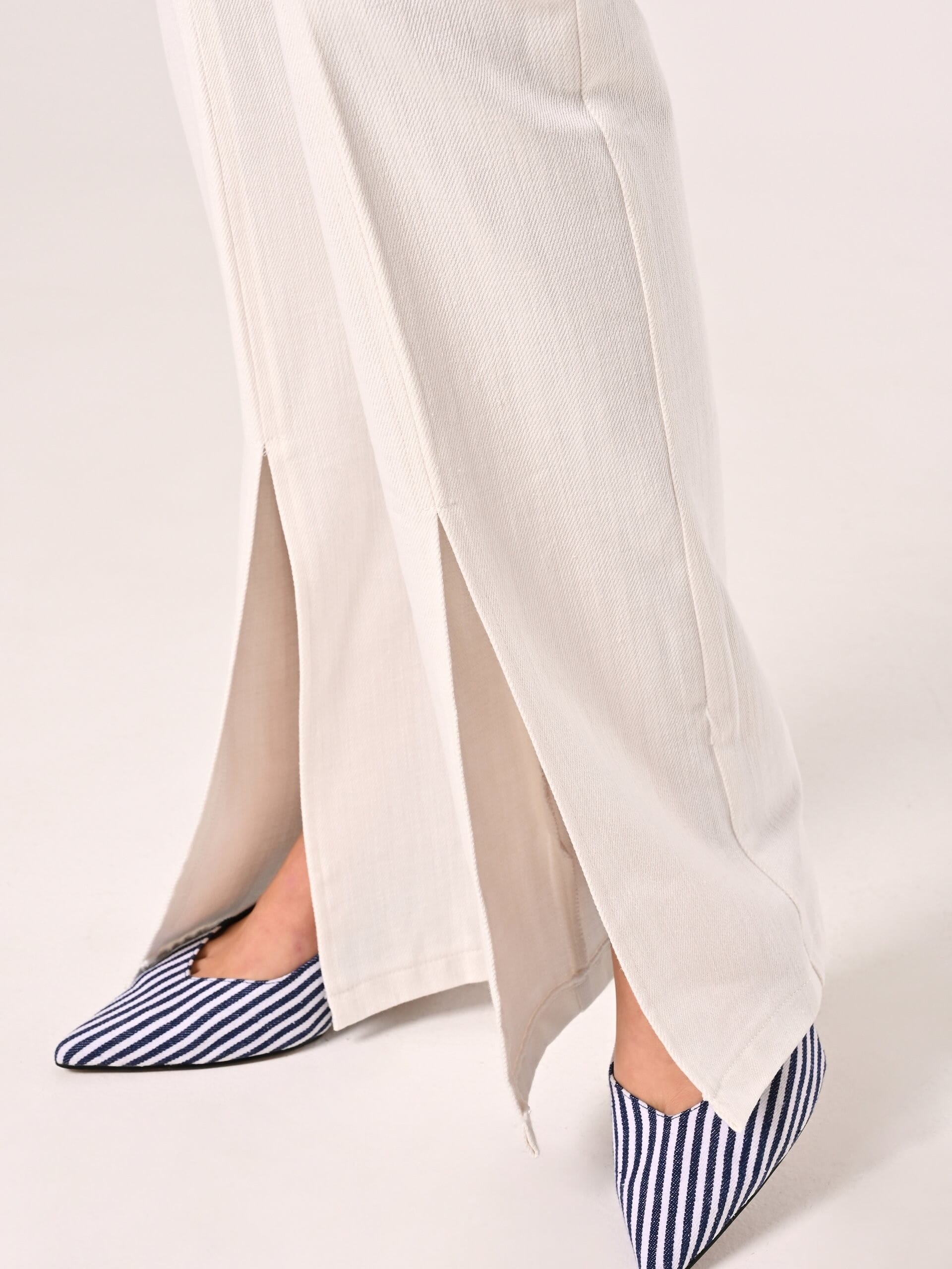 Denim Slit Flared Trousers Rinascimento