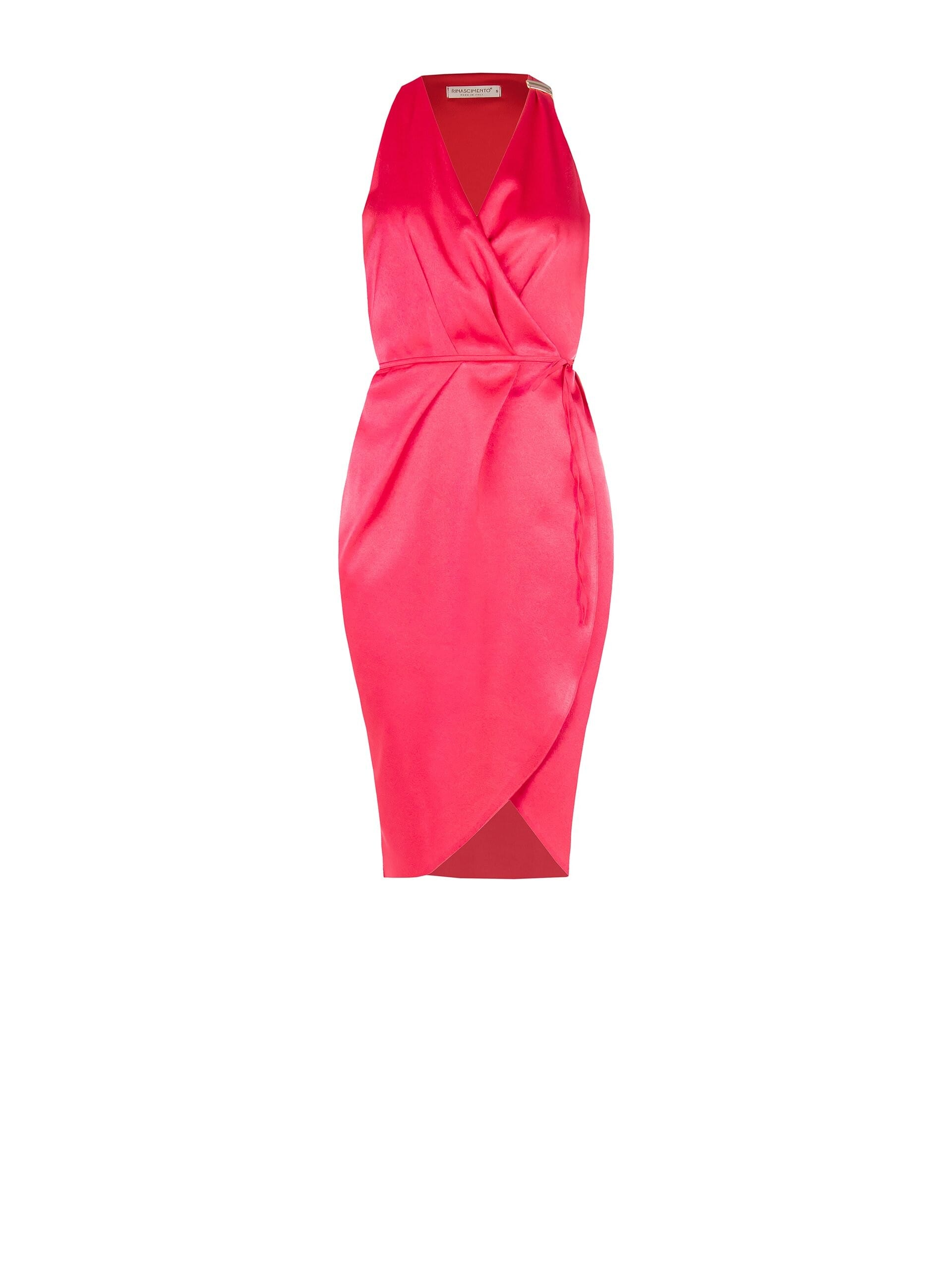 Abito Corto A Portafoglio In Raso Leggermente Increspato Rinascimento