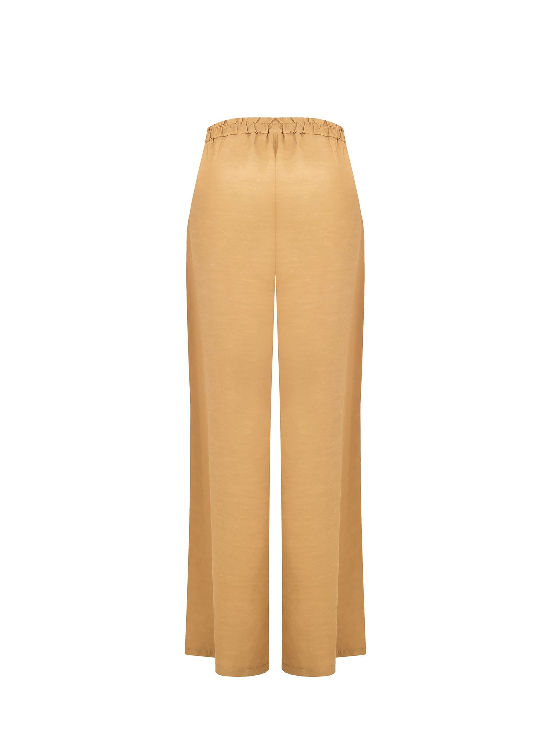 Pantalon de palais en satin opaque avec poches et dos élastiqué