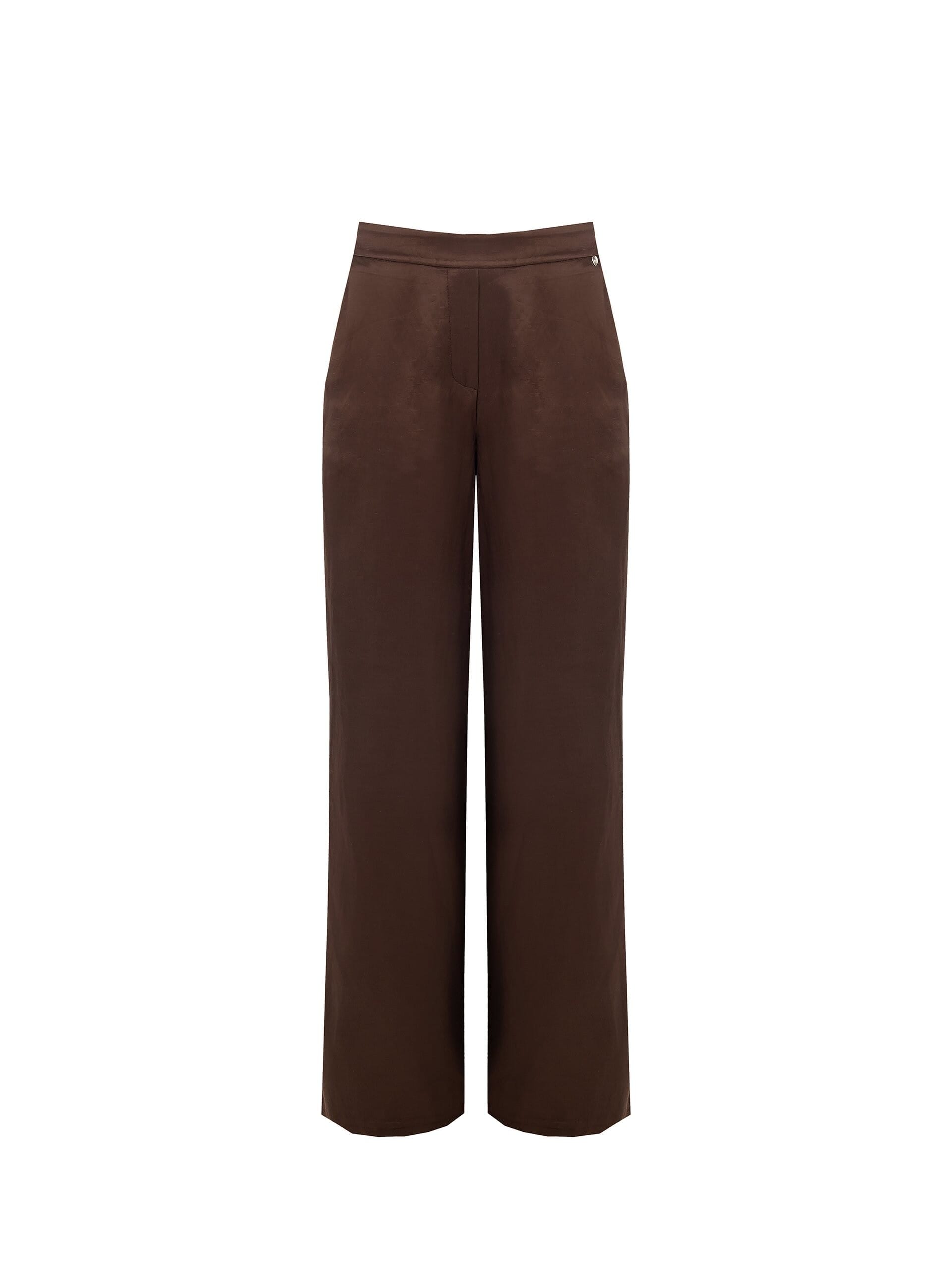 Pantalon de palais en satin opaque avec poches et dos élastiqué