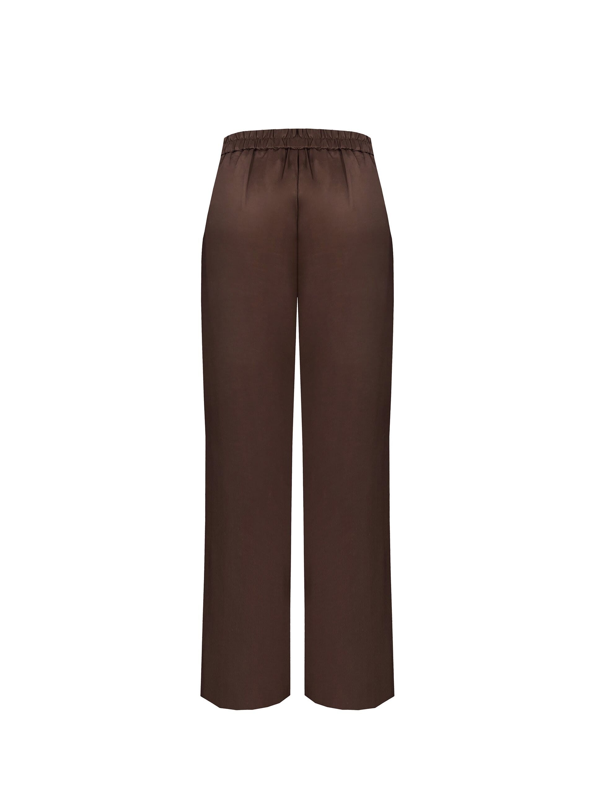 Pantalon de palais en satin opaque avec poches et dos élastiqué