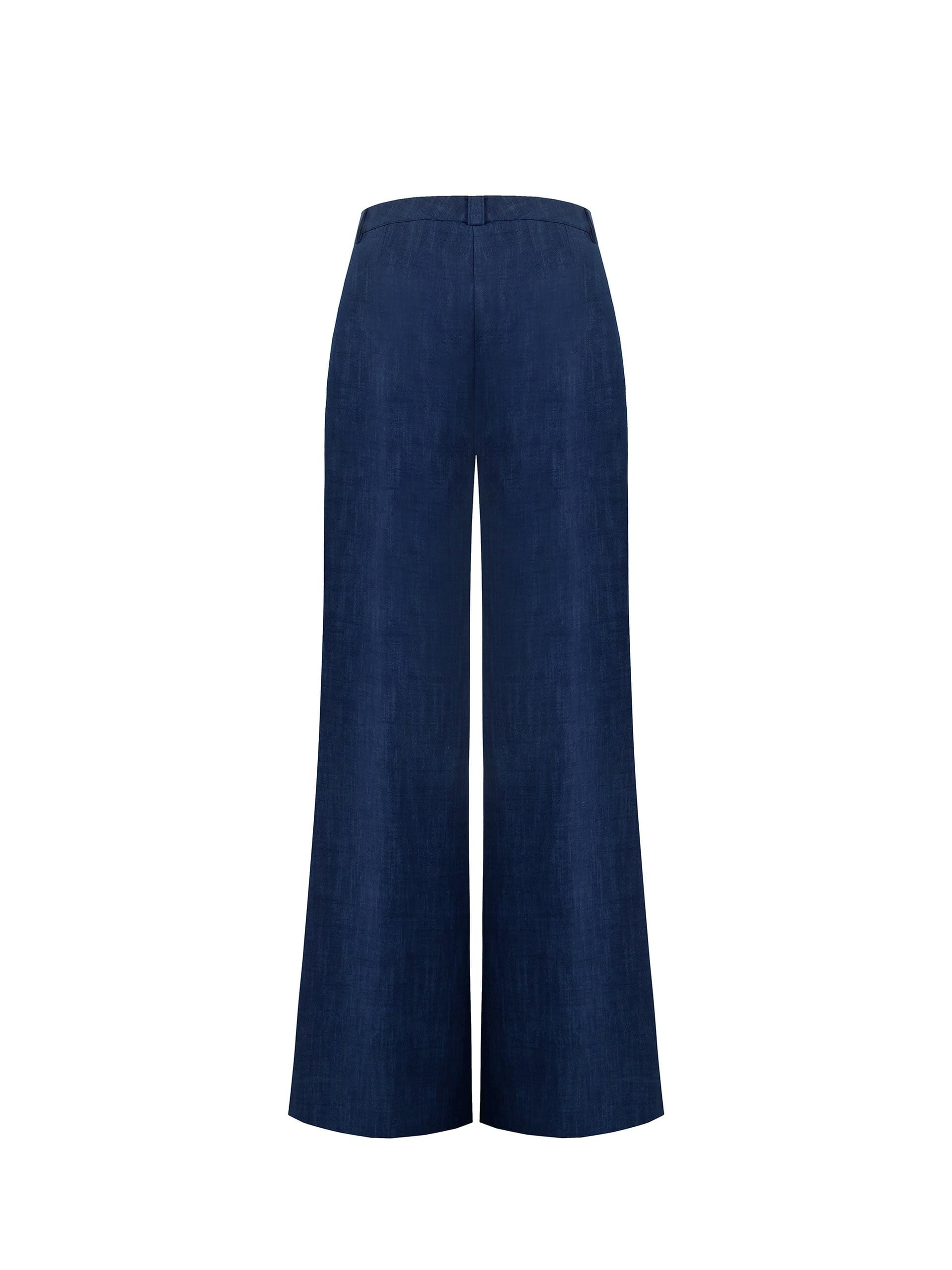 Pantaloni Palazzo In Punto Milano Leggero Effetto Fiammato Rinascimento