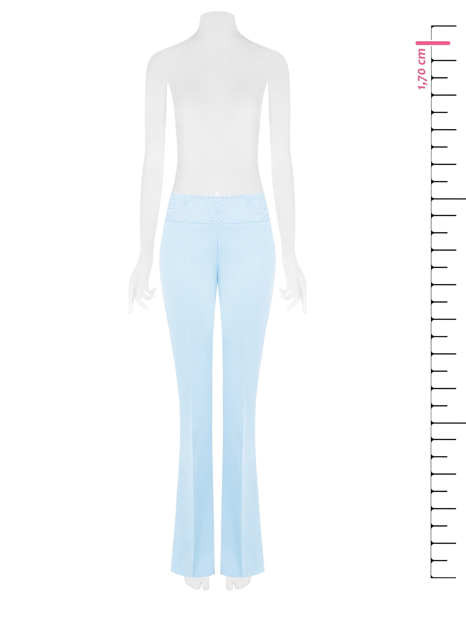 Pantaloni Dritti In Tessuto Poliviscosa Con Strass E Zip Laterale Rinascimento