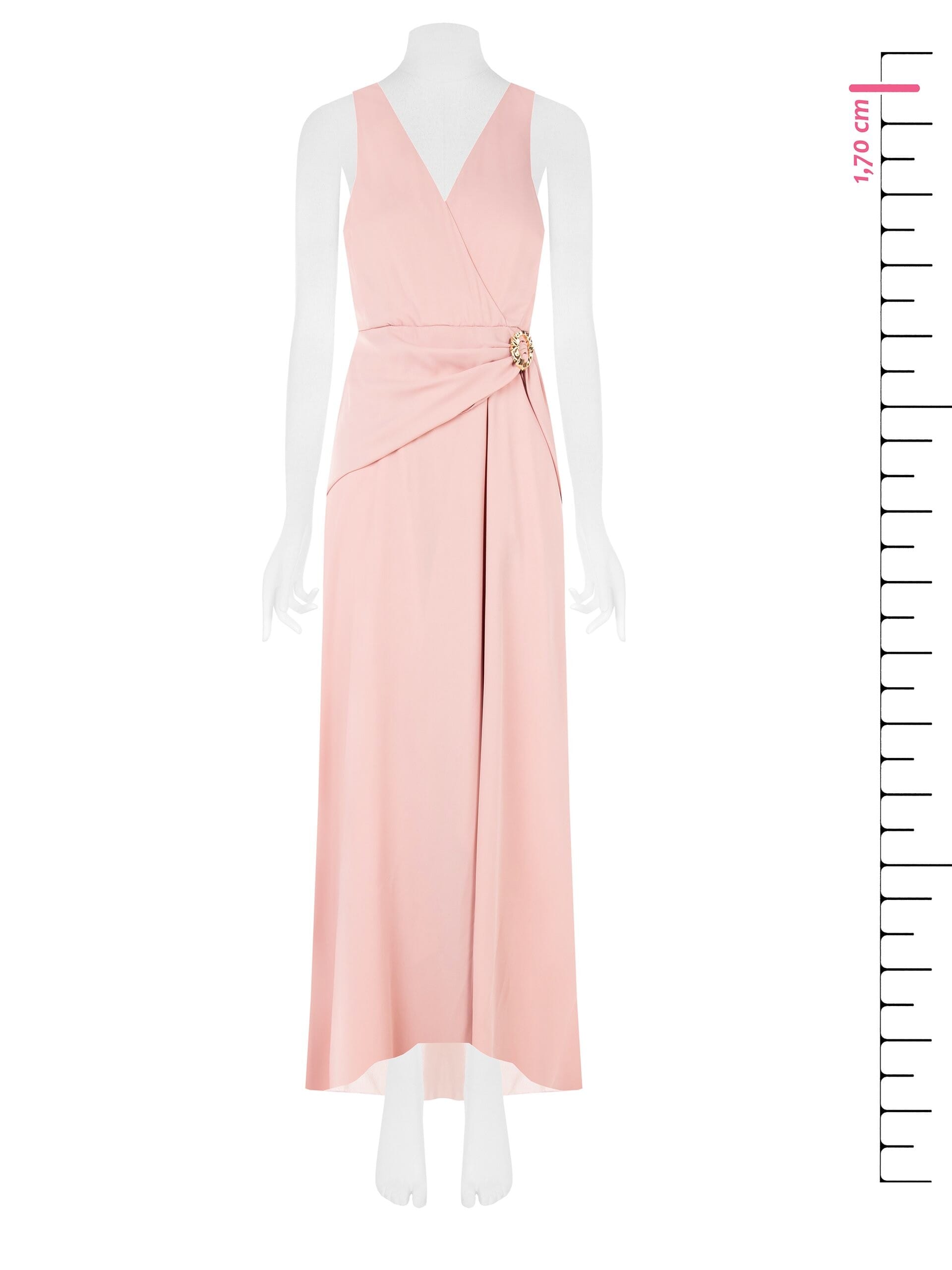 Abito Lungo In Georgette Con Fibbia Oro E Scollo A V Incrociato Rinascimento