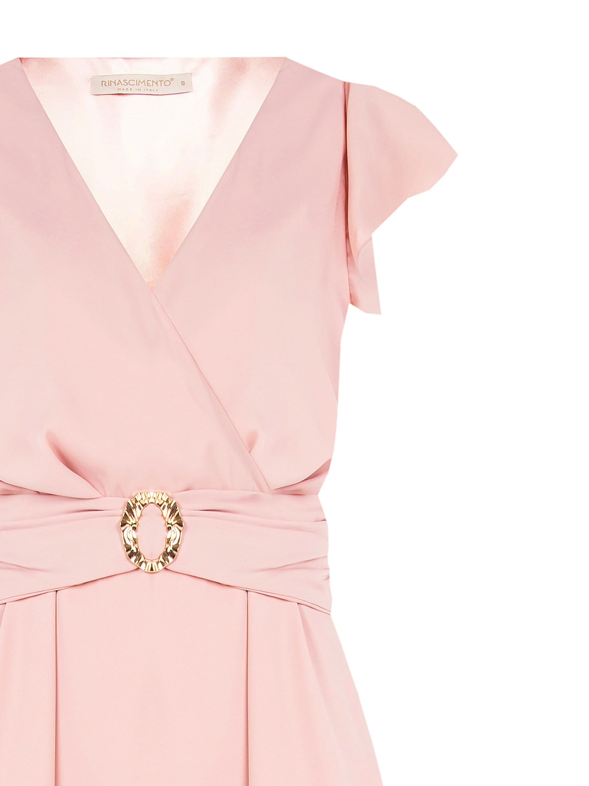 Abito Corto In Georgette Con Fibbia Oro E Scollo A V Rinascimento