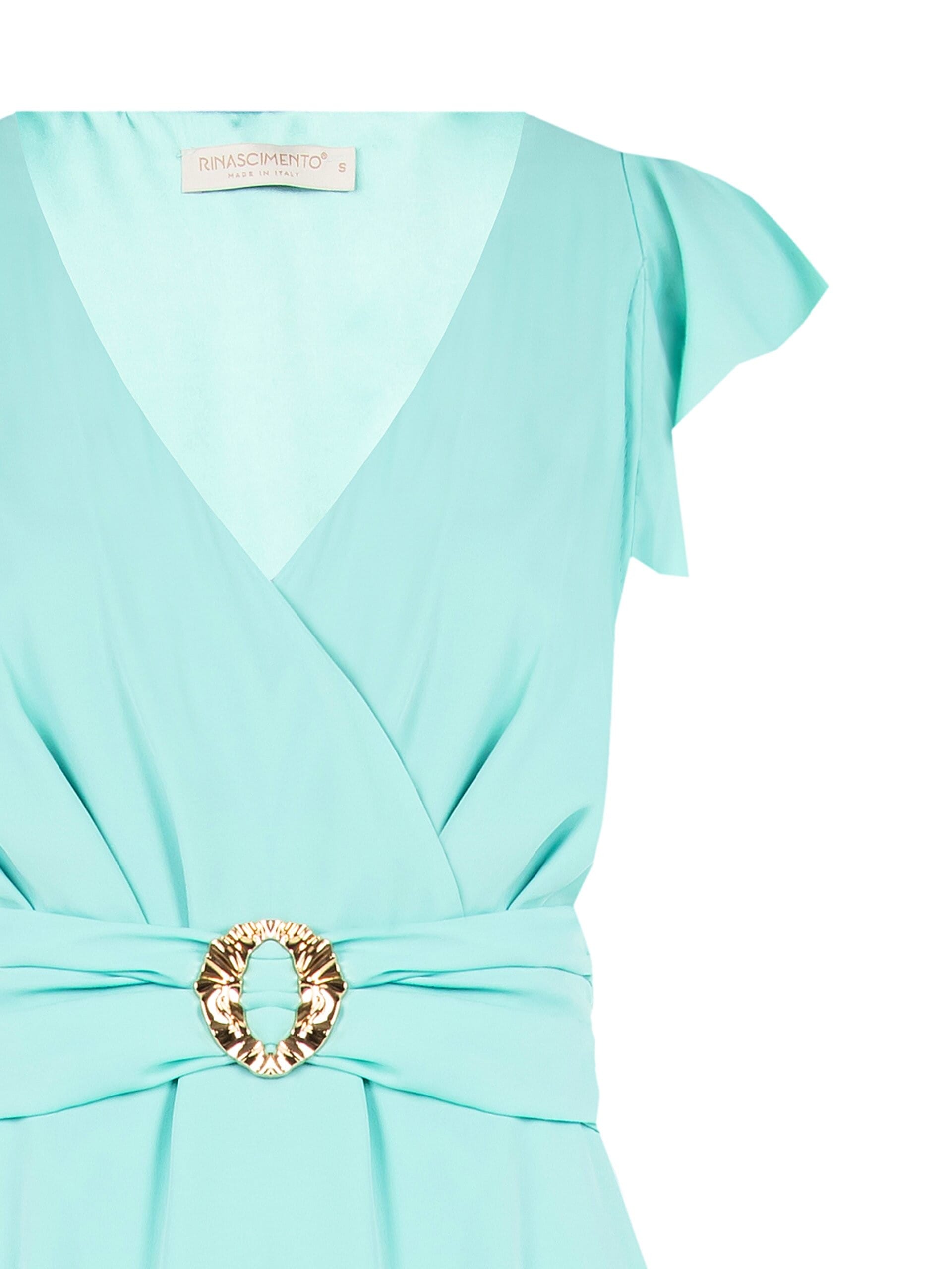 Abito Corto In Georgette Con Fibbia Oro E Scollo A V Rinascimento
