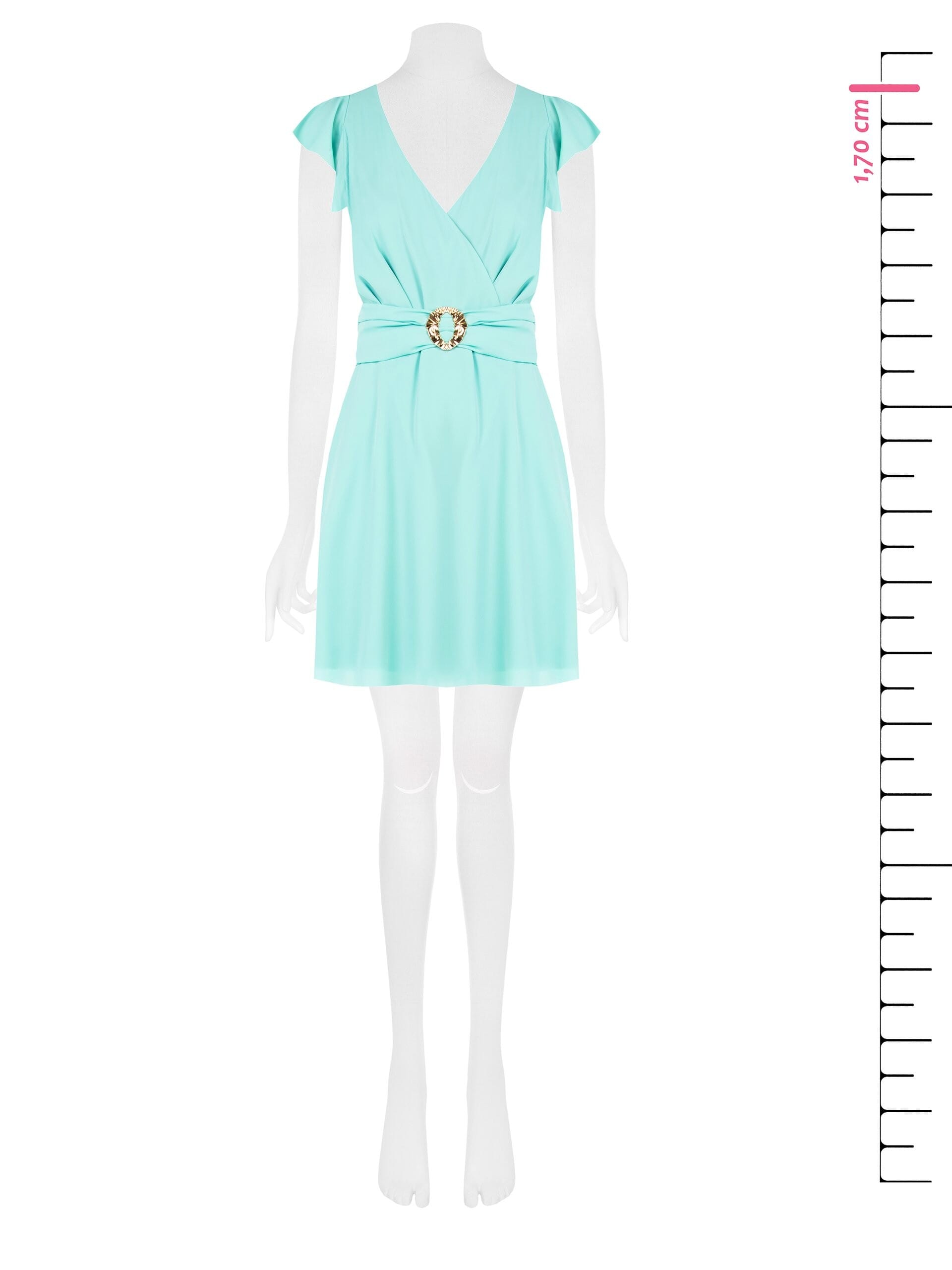 Abito Corto In Georgette Con Fibbia Oro E Scollo A V Rinascimento