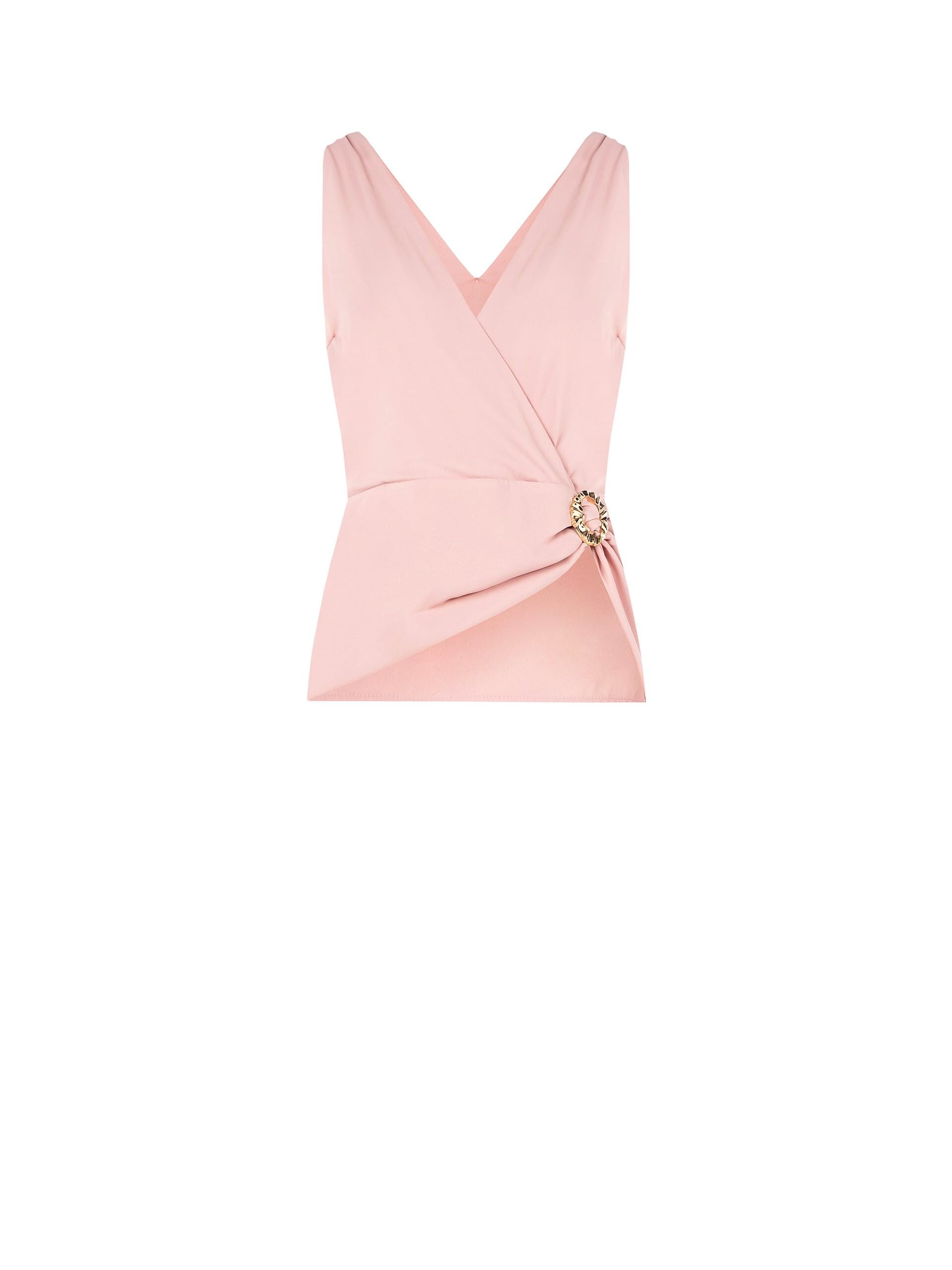 Top In Georgette Con Fibbia Oro E Scollo A V Incrociato Rinascimento