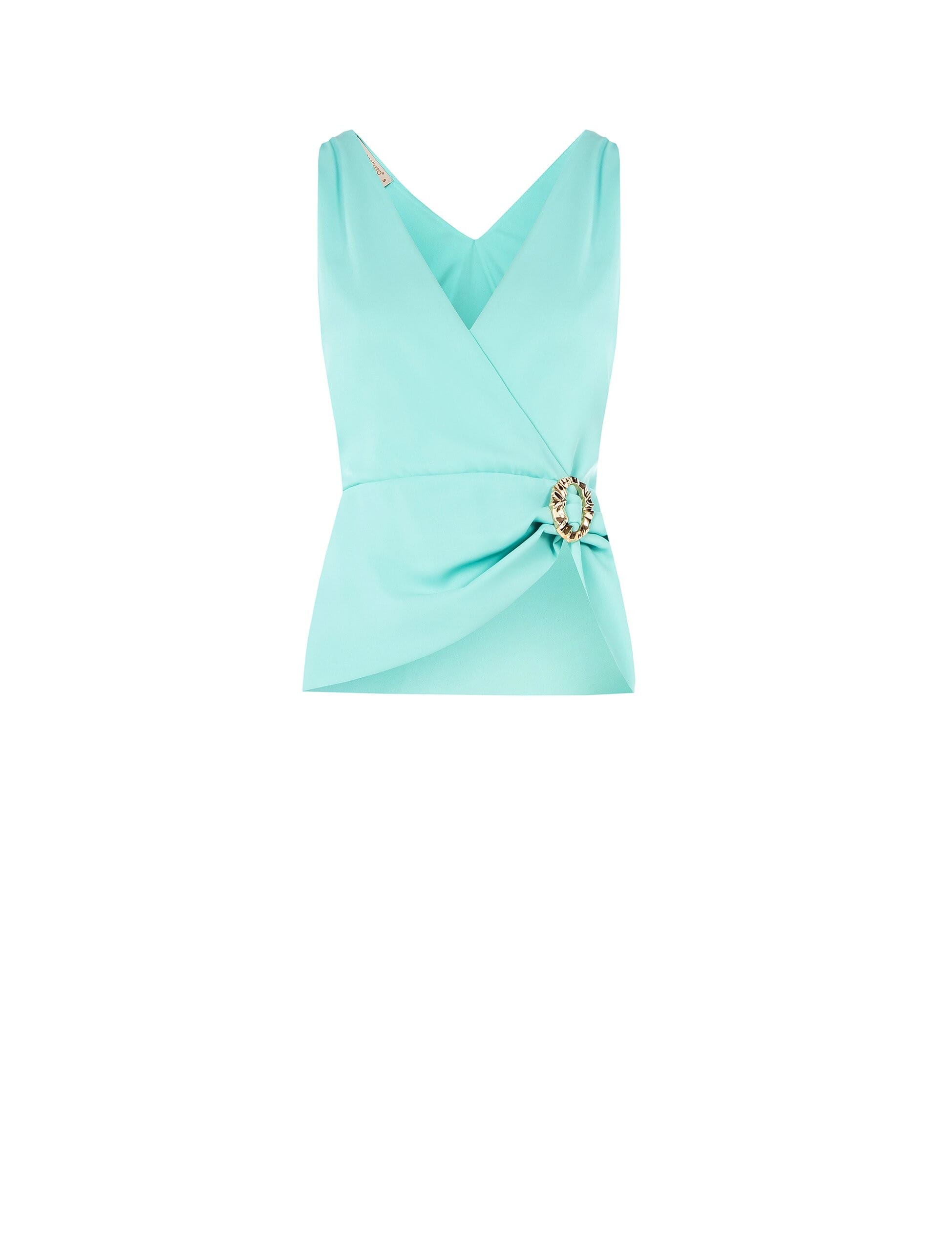 Top In Georgette Con Fibbia Oro E Scollo A V Incrociato Rinascimento