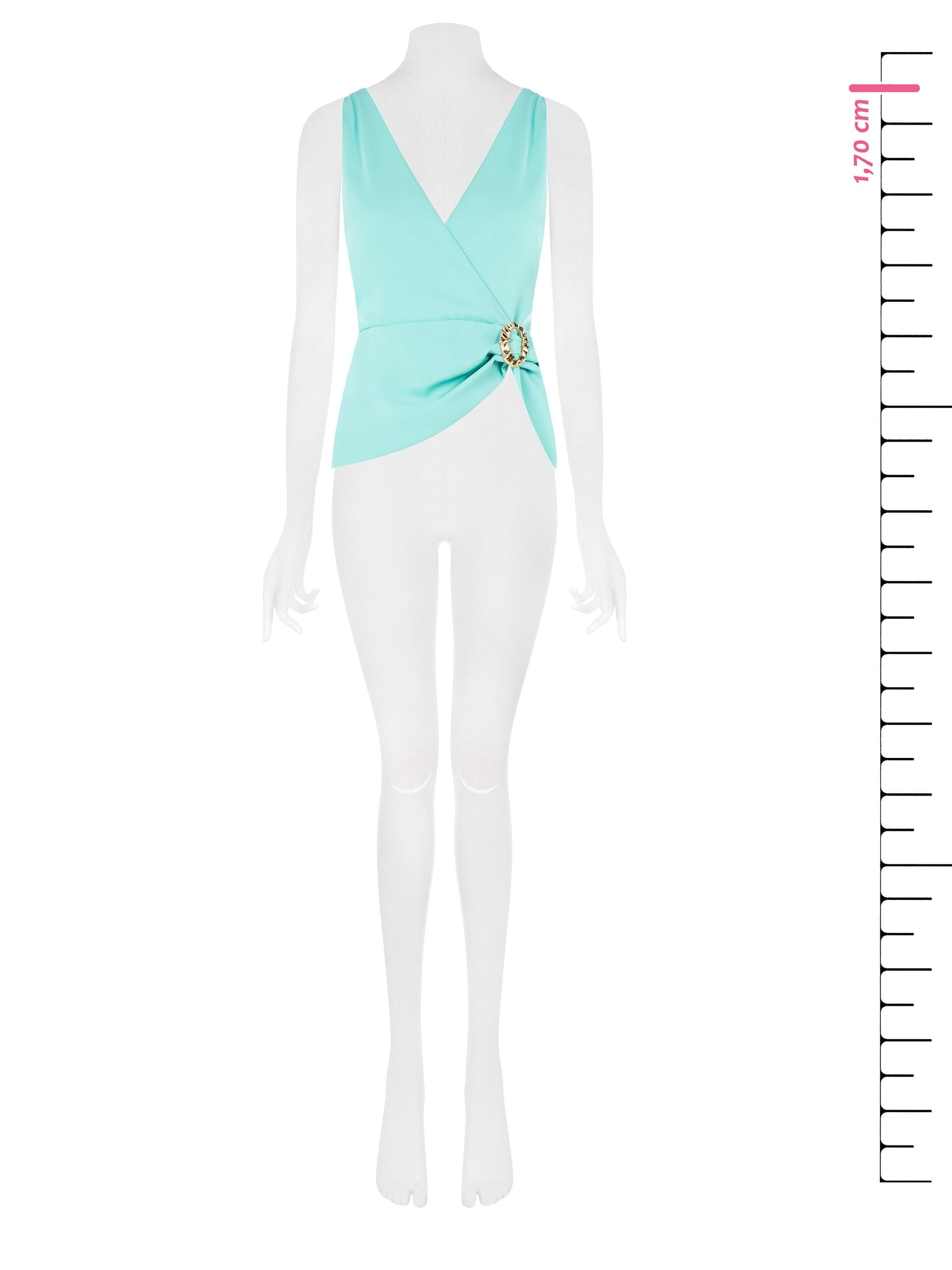 Top In Georgette Con Fibbia Oro E Scollo A V Incrociato Rinascimento