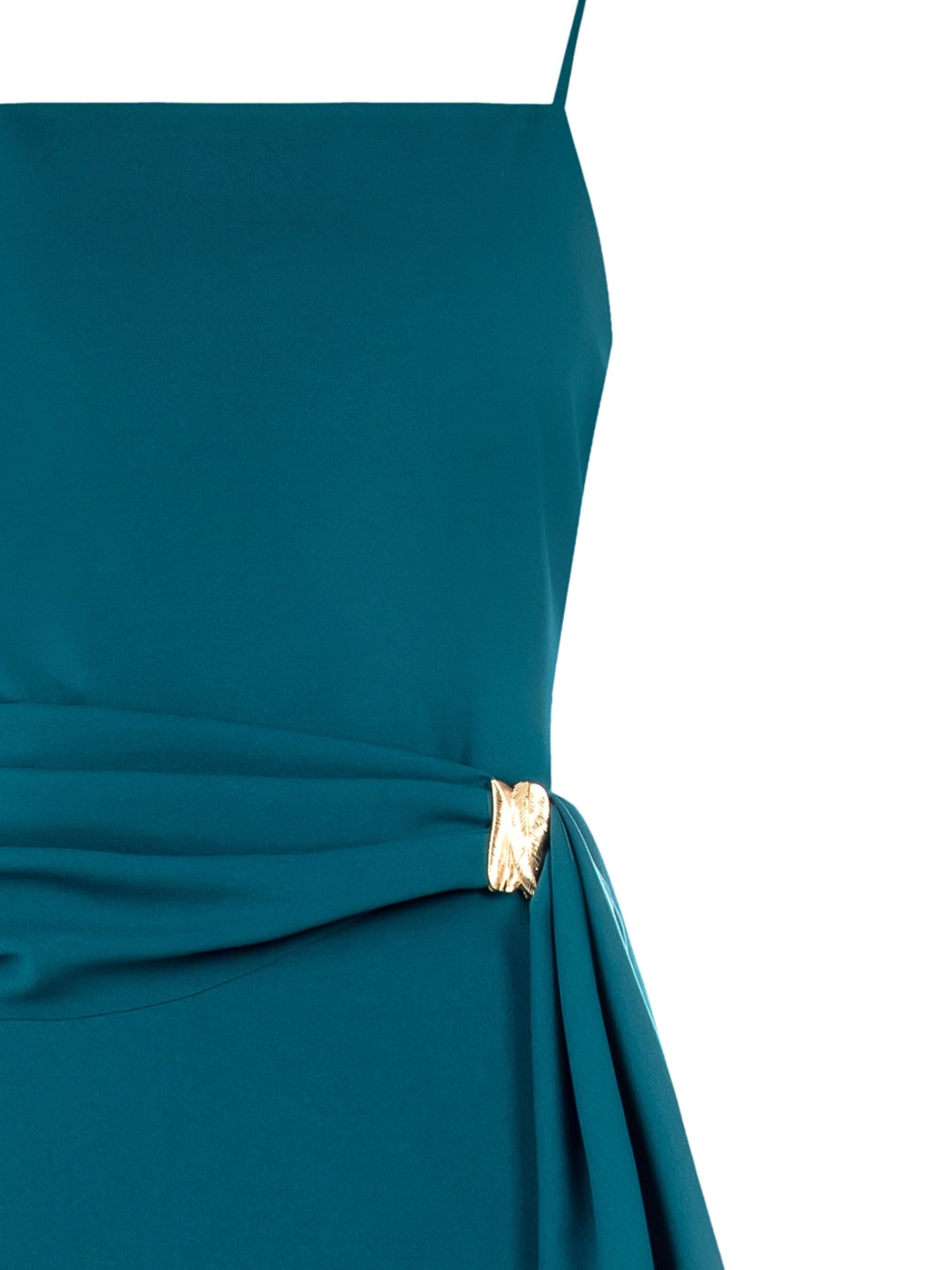 Abito Lungo A Tubino In Scuba Crepe Con Dettaglio Foglie Oro Rinascimento