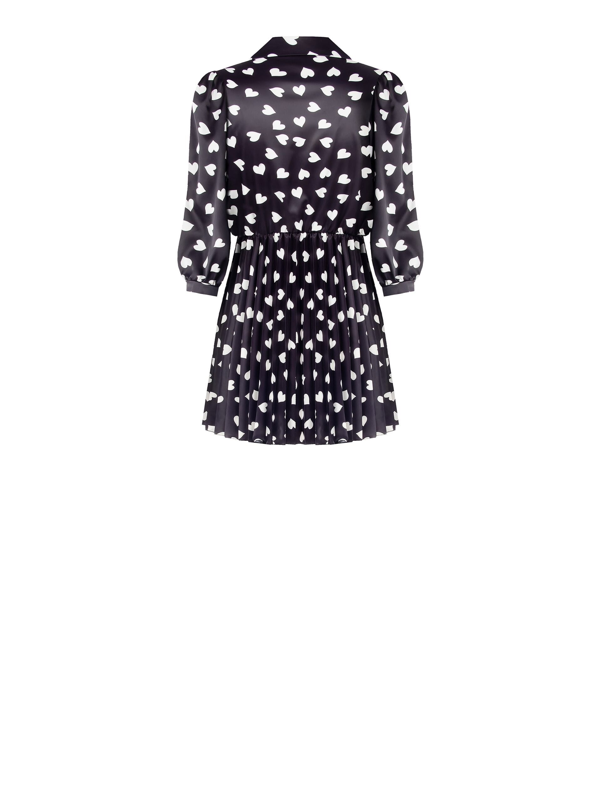 Abito Corto Chemisier In Raso Plissé A Cuori Con Scollo Incrociato Rinascimento