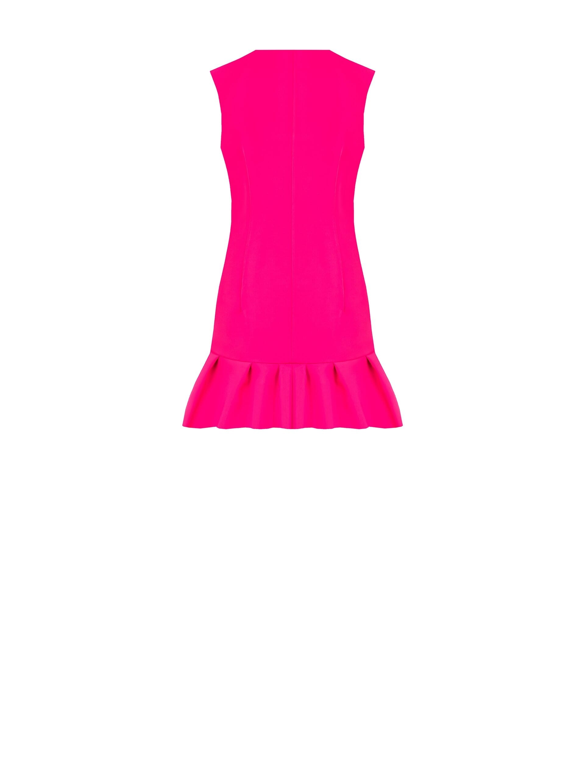 Abito Corto A Palloncino In Tessuto Bi-Stretch Con Bottoni Tono Su Tono E Scollo A V Rinascimento