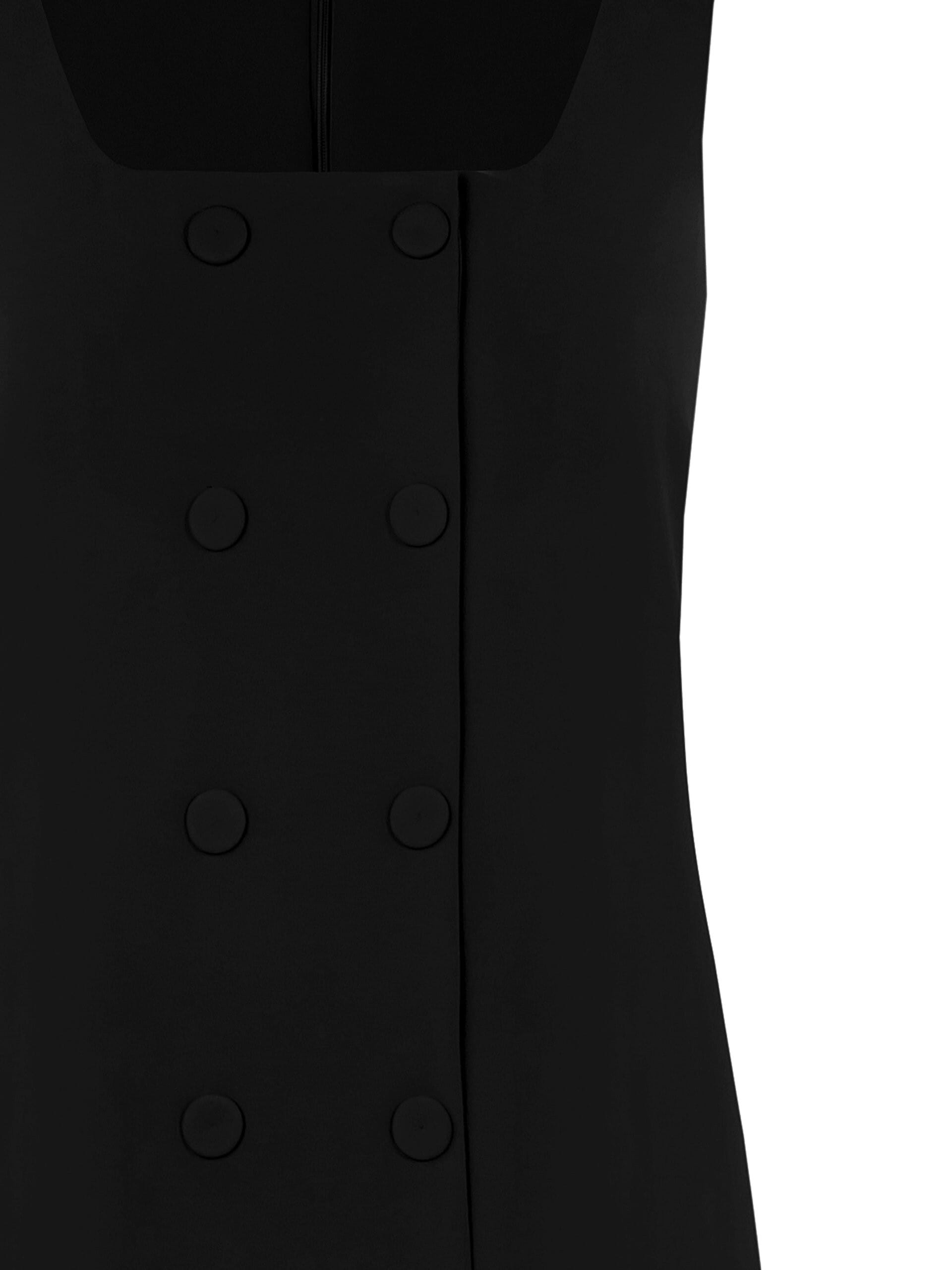 Abito Corto A Trapezio In Tessuto Bi-Stretch Con Bottoni Tono Su Tono E Scollo Quadrato Rinascimento