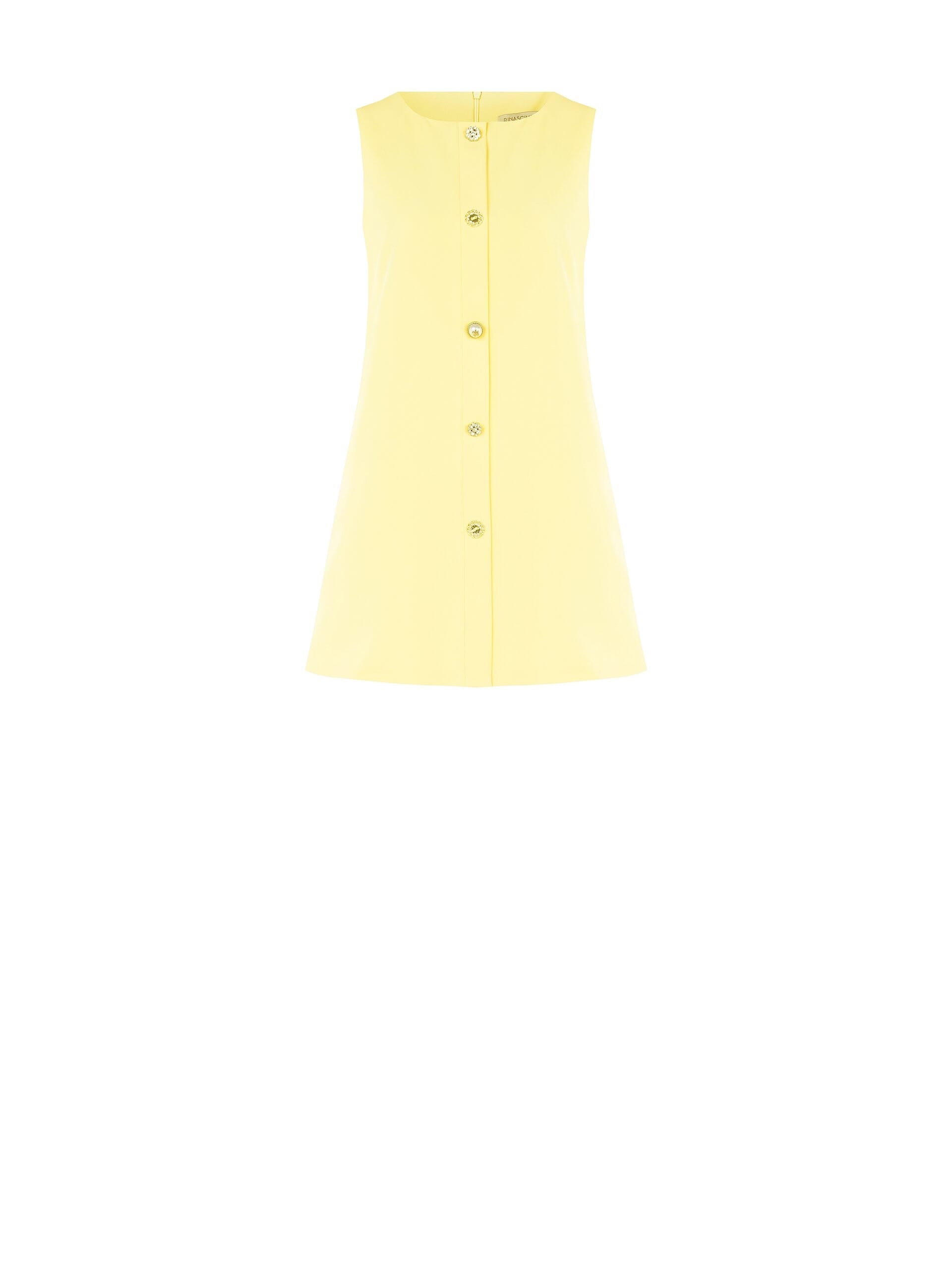 Abito Corto A Trapezio In Tessuto Bi-Stretch Con Bottoni Gioiello Assortiti Rinascimento