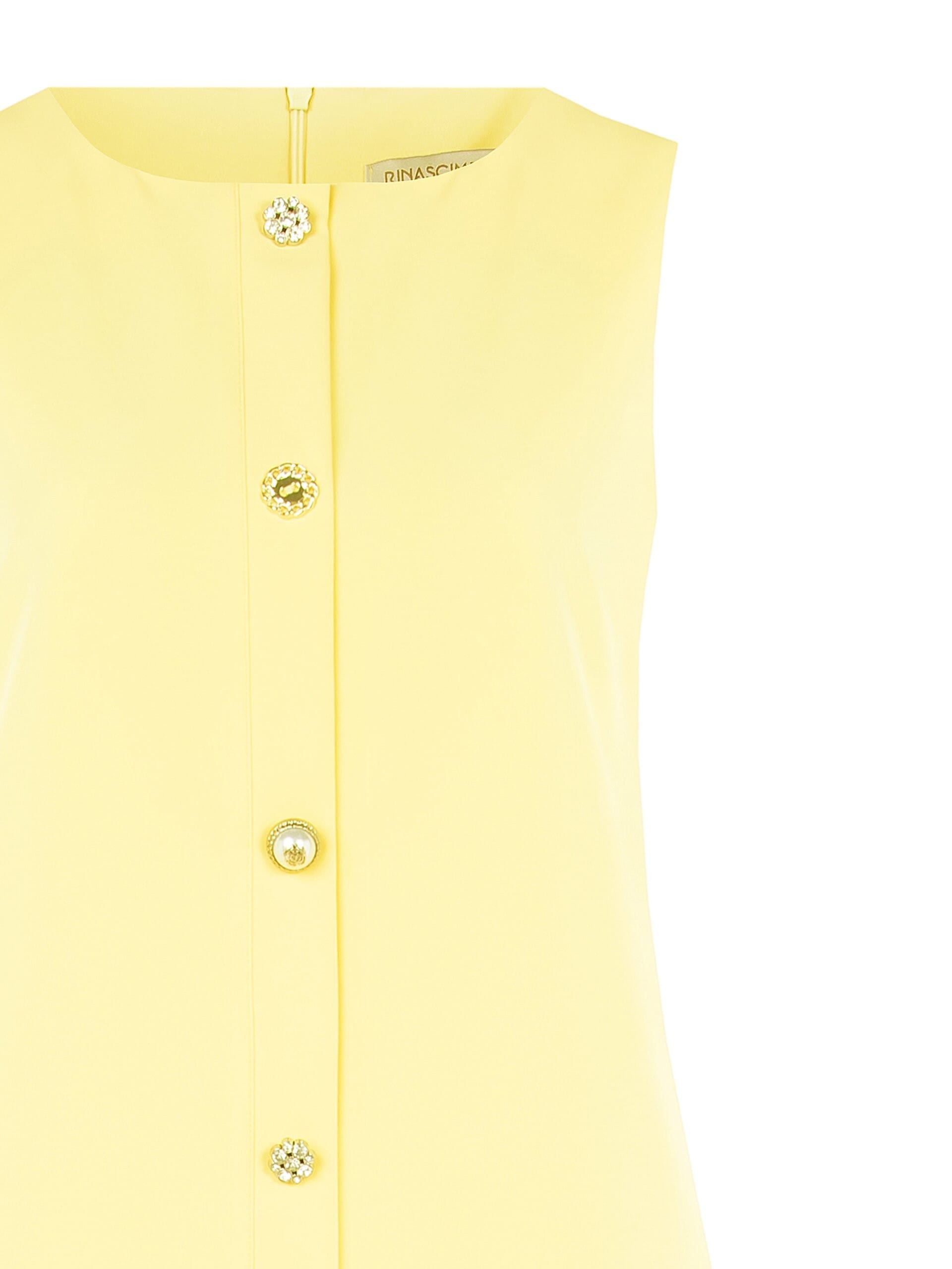 Abito Corto A Trapezio In Tessuto Bi-Stretch Con Bottoni Gioiello Assortiti Rinascimento