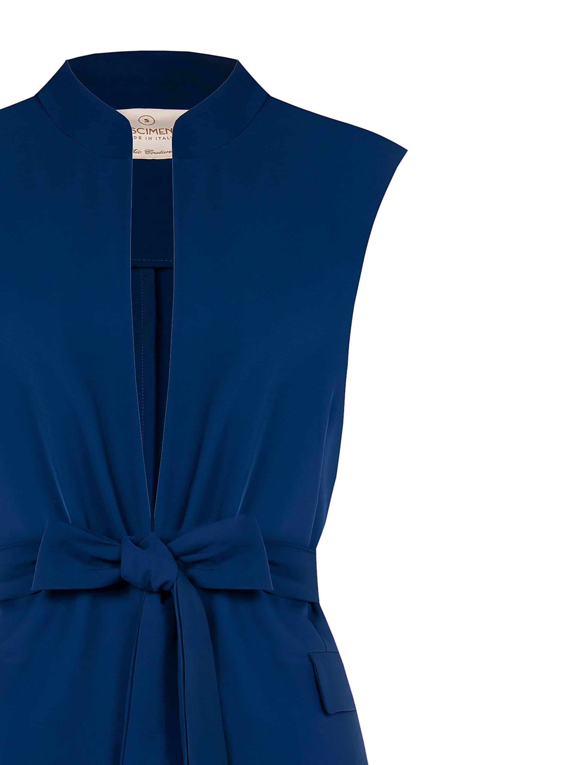 Giacca Blazer Aperta Smanicata In Tessuto Fluido Con Cintura Coordinata Rinascimento