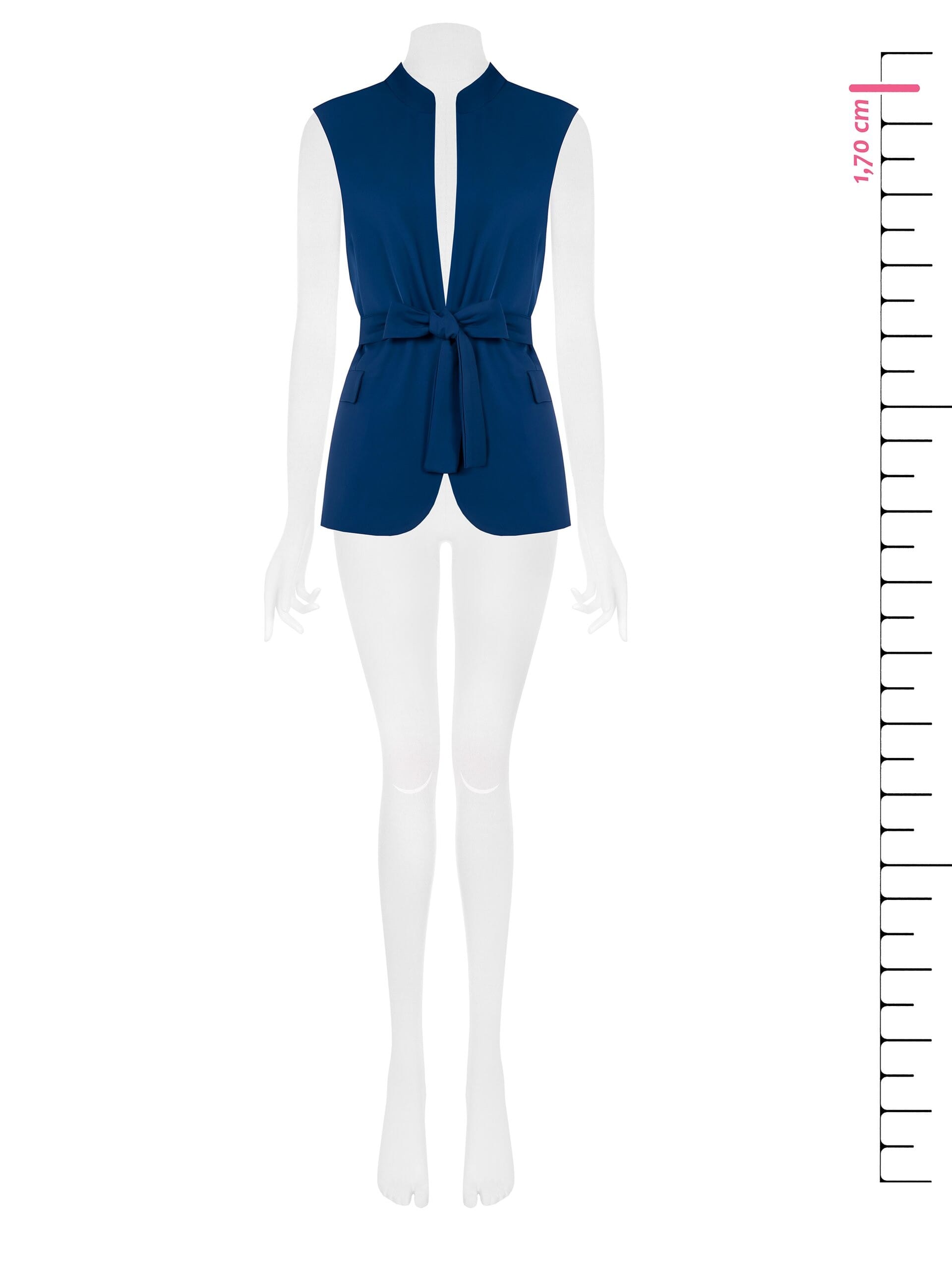 Giacca Blazer Aperta Smanicata In Tessuto Fluido Con Cintura Coordinata Rinascimento