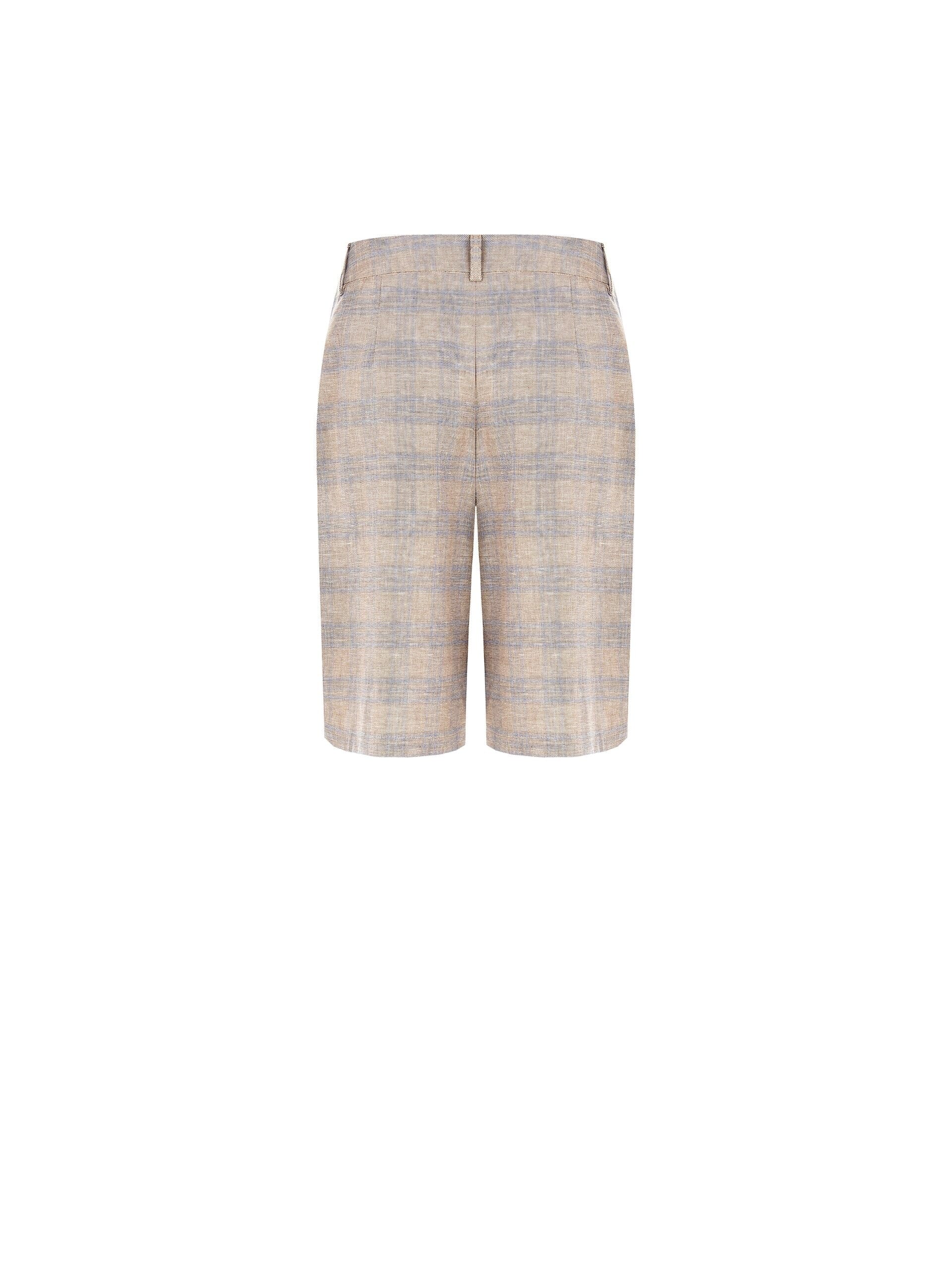 Baggy Bermuda Shorts In Mixed Cotton And Linen Checked Rinascimento