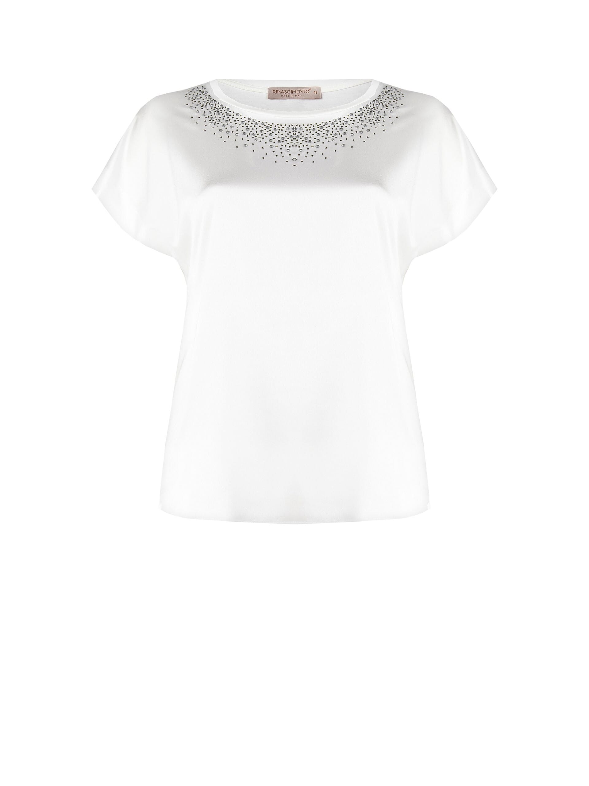 T-Shirt Satin Front Satin Back Viscose With Rhinestones